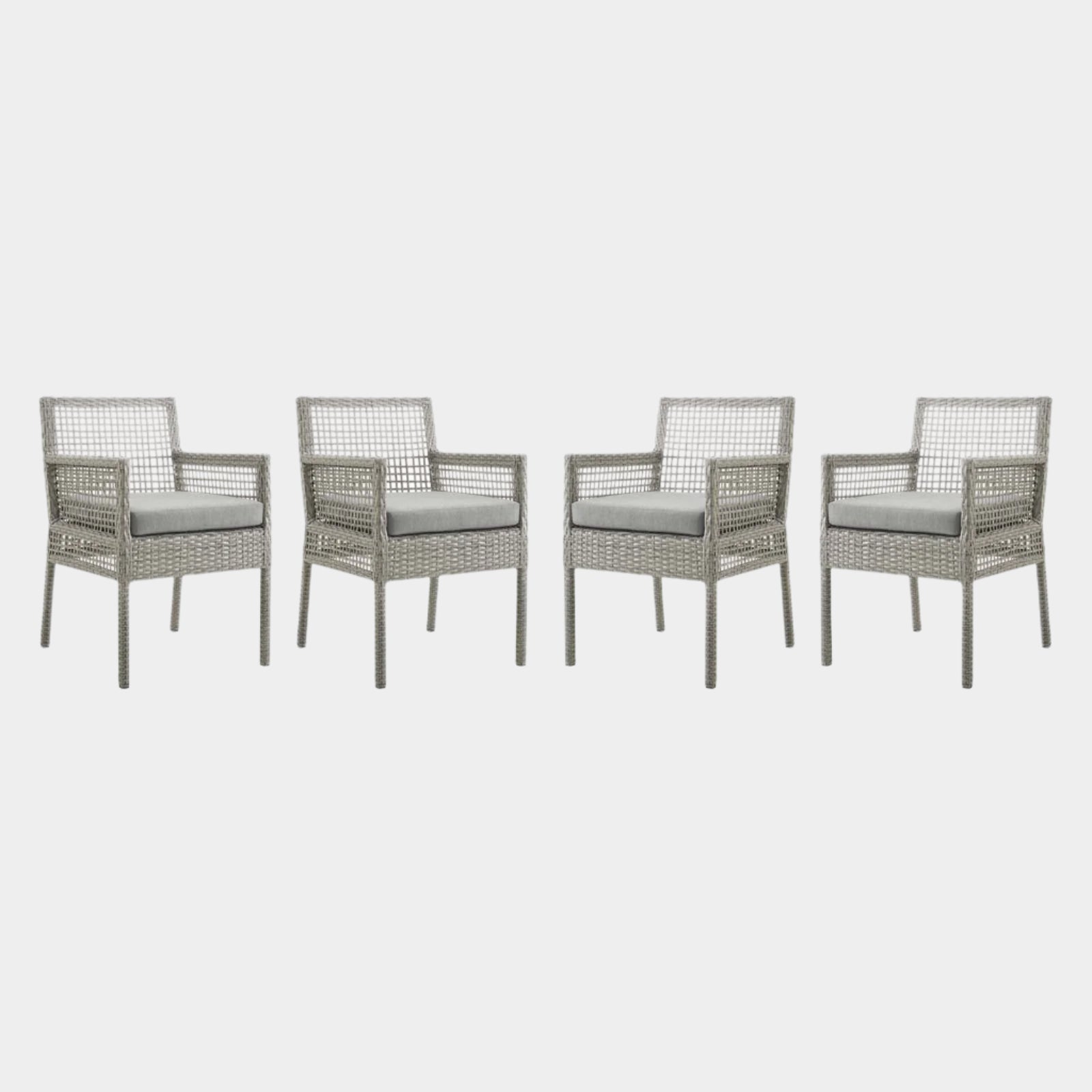 Aura Outdoor Patio Wicker Rattan Dining Armchair Set of 4