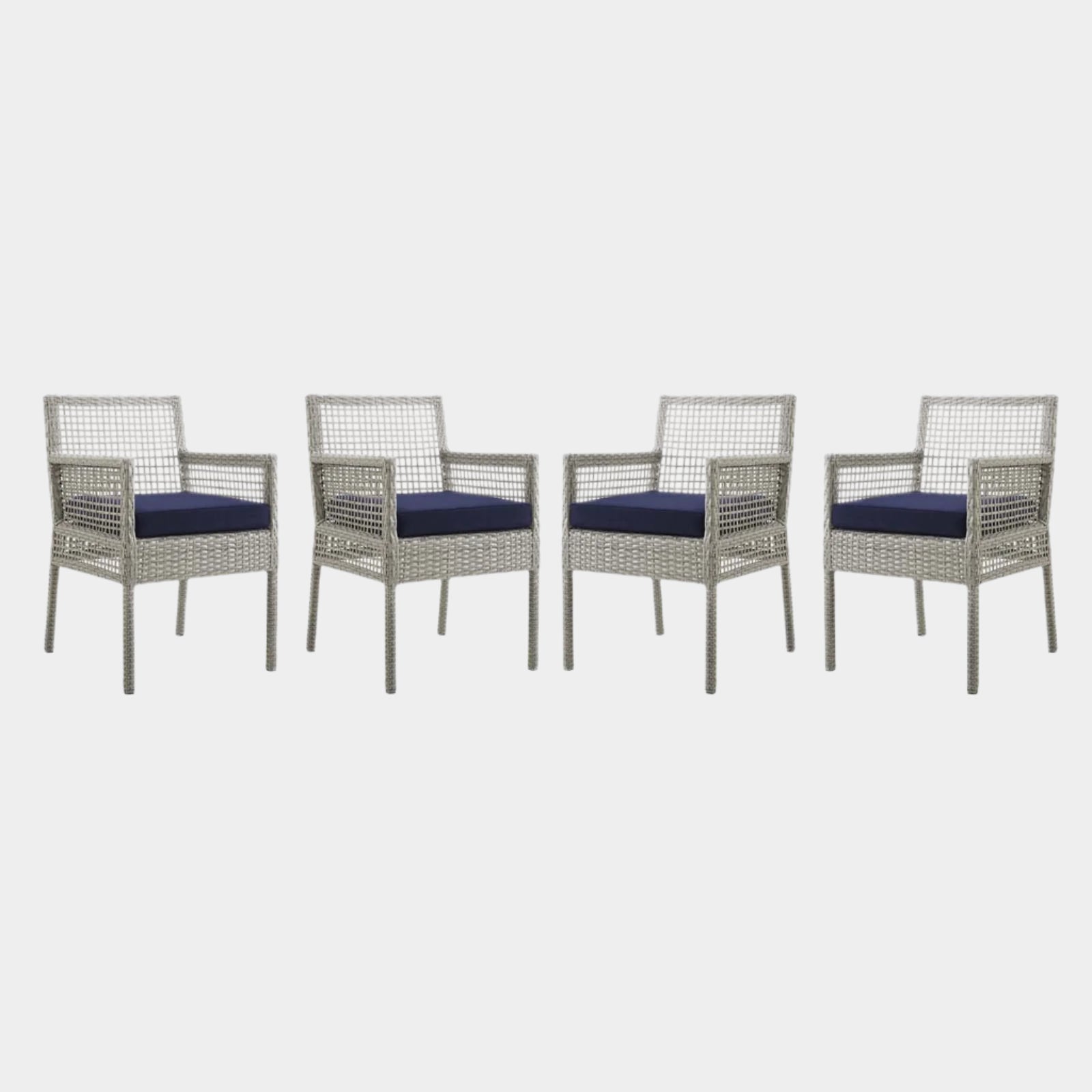 Aura Outdoor Patio Wicker Rattan Dining Armchair Set of 4