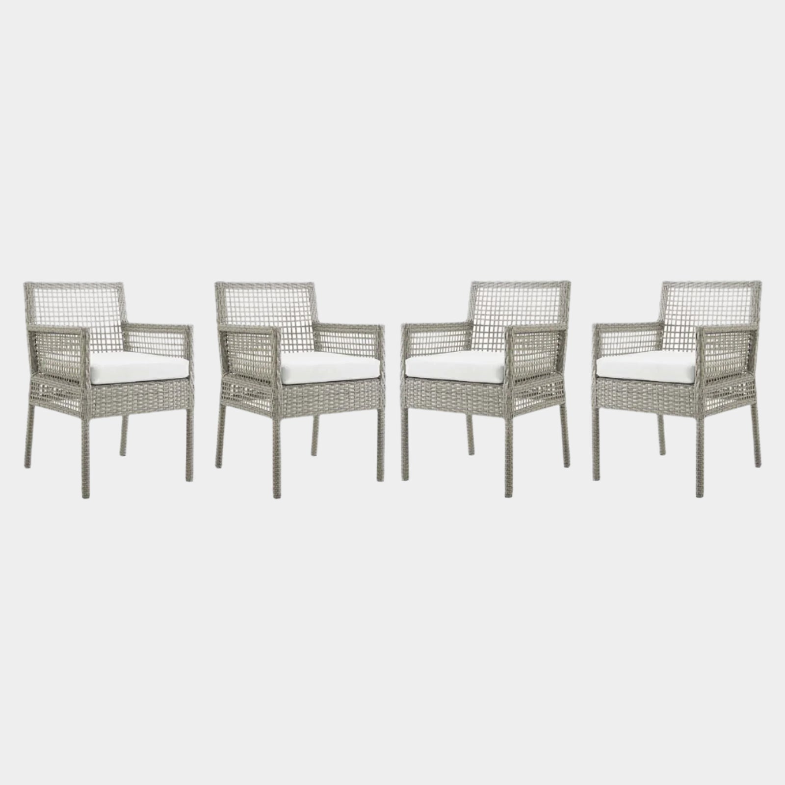 Aura Outdoor Patio Wicker Rattan Dining Armchair Set of 4