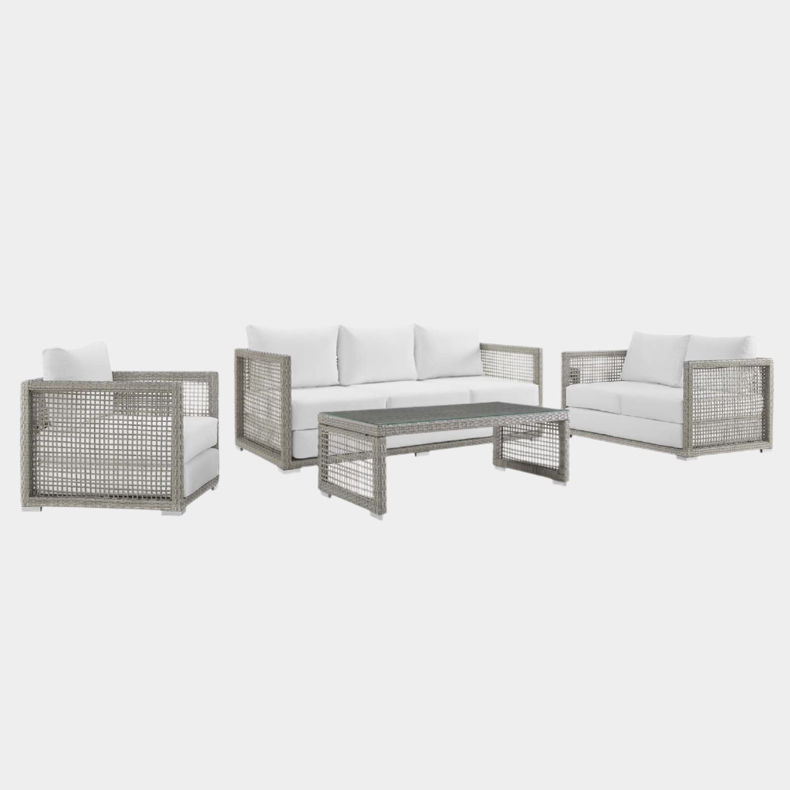 Aura 4 Piece Outdoor Patio Wicker Rattan Set