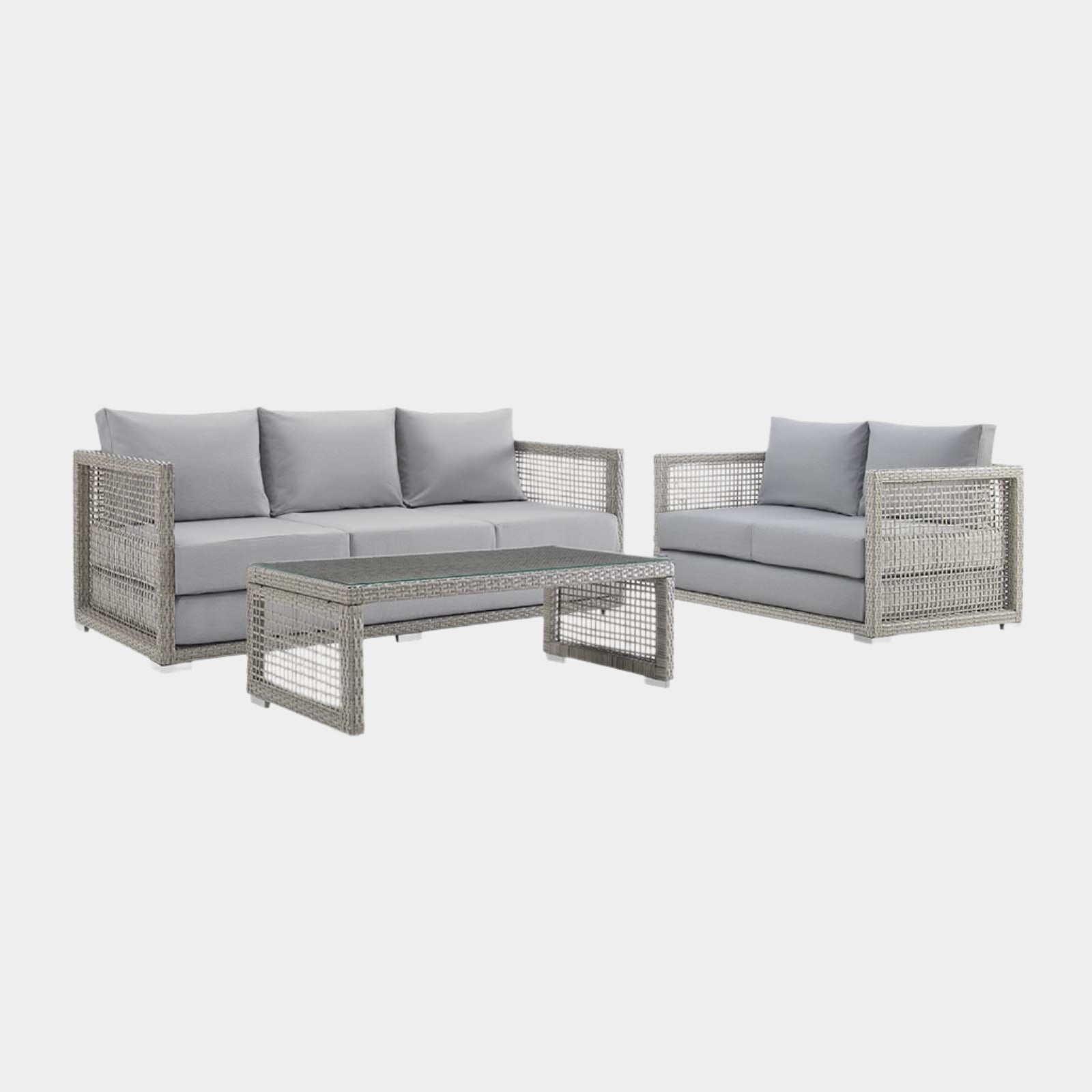 Aura 3 Piece Outdoor Patio Wicker Rattan Set