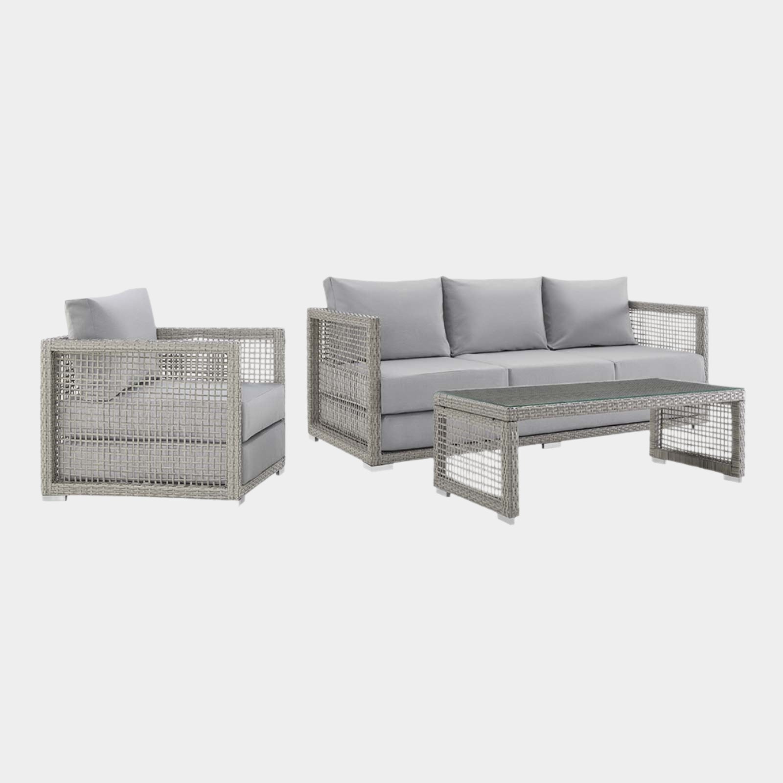 Aura 3 Piece Outdoor Patio Wicker Rattan Set