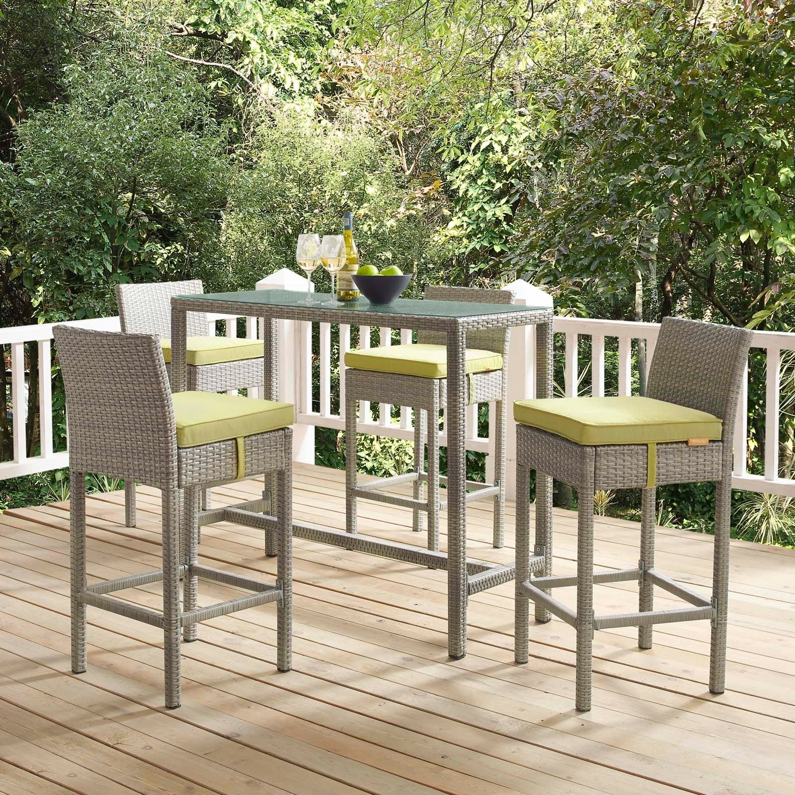 Conduit Outdoor Patio Wicker Rattan Bar Stool Set of 4