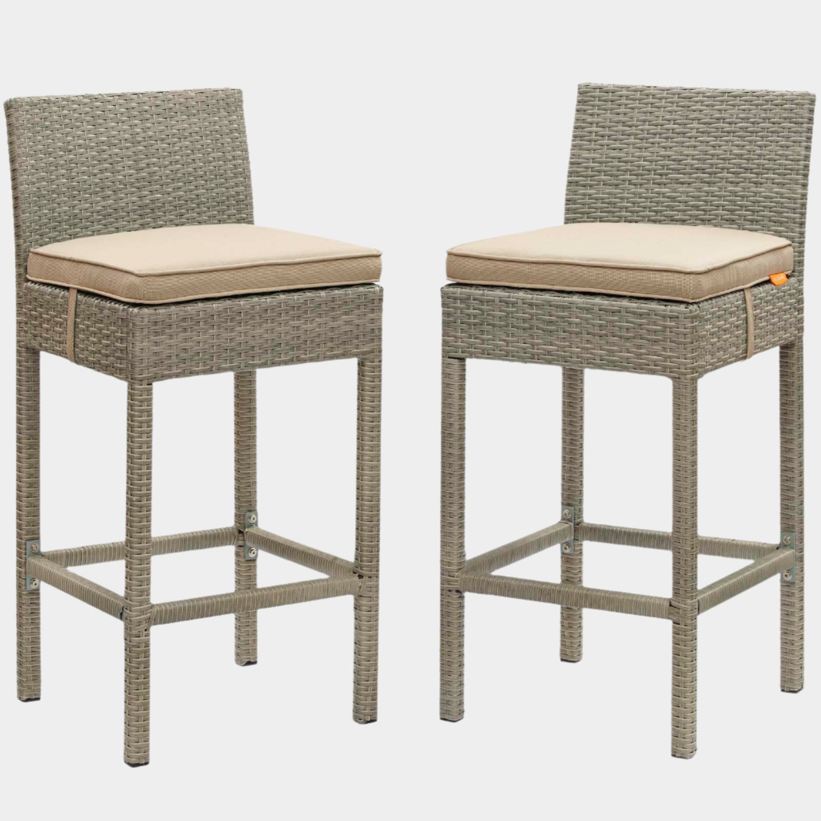 Conduit Outdoor Patio Wicker Rattan Bar Stool Set of 2