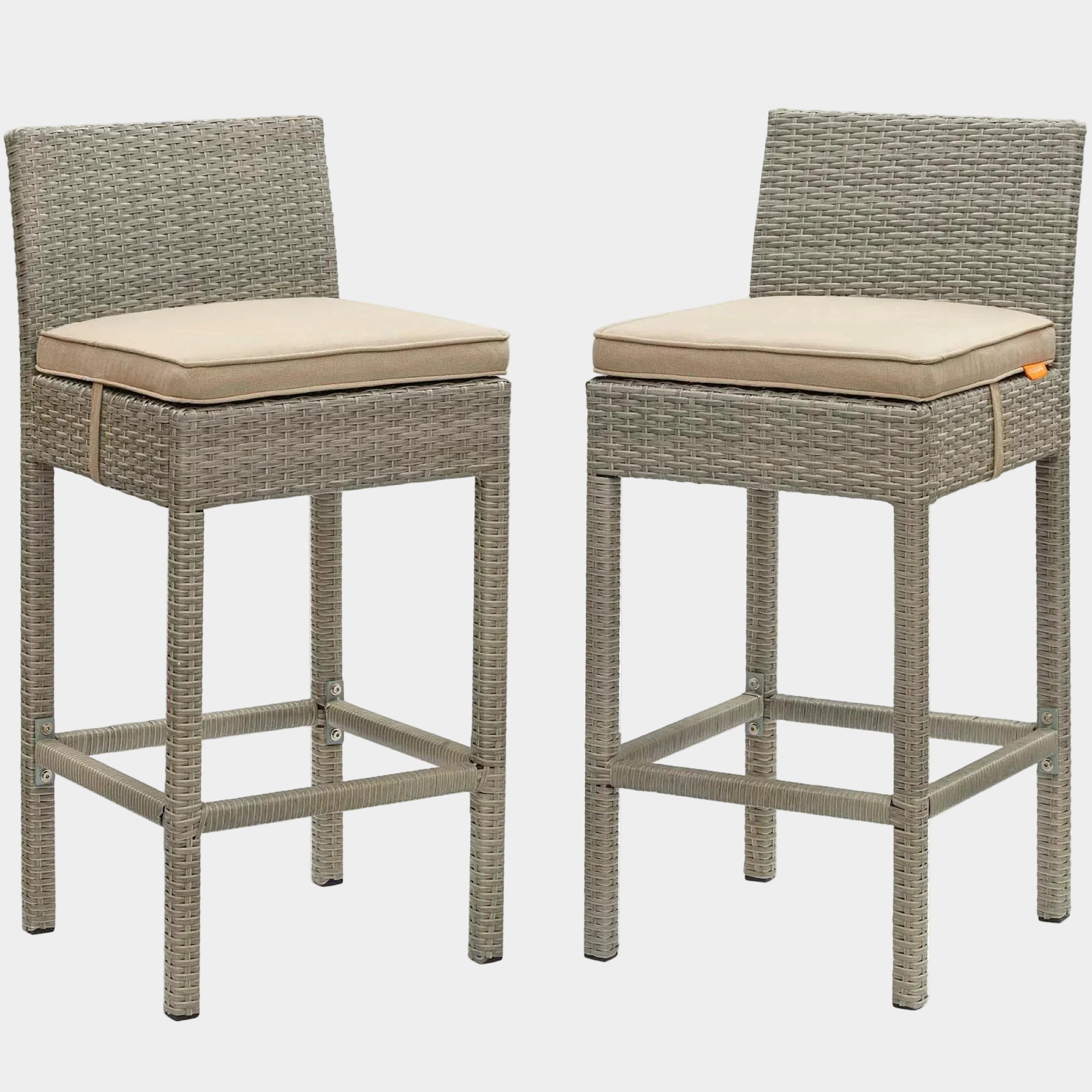 Conduit Outdoor Wicker Rattan Bar Stool Set of 2