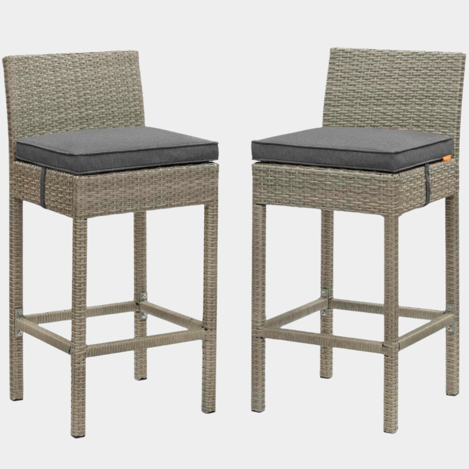 Conduit Outdoor Patio Wicker Rattan Bar Stool Set of 2