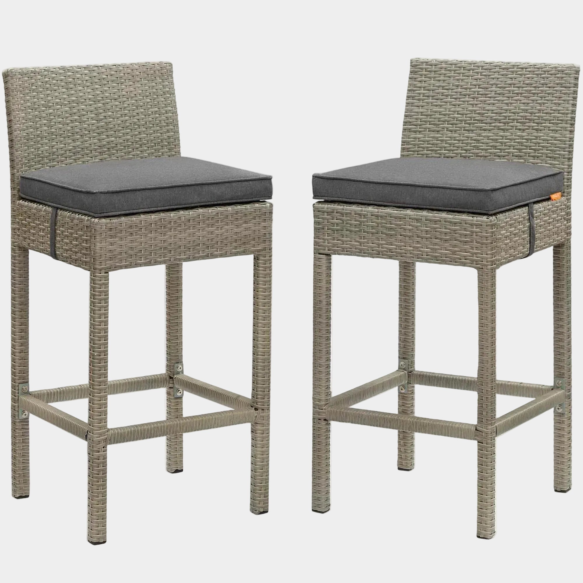 Conduit Outdoor Wicker Rattan Bar Stool Set of 2