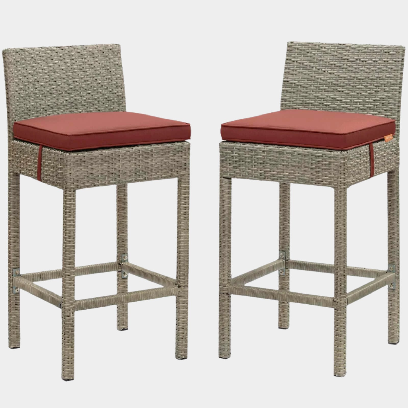 Conduit Outdoor Patio Wicker Rattan Bar Stool Set of 2