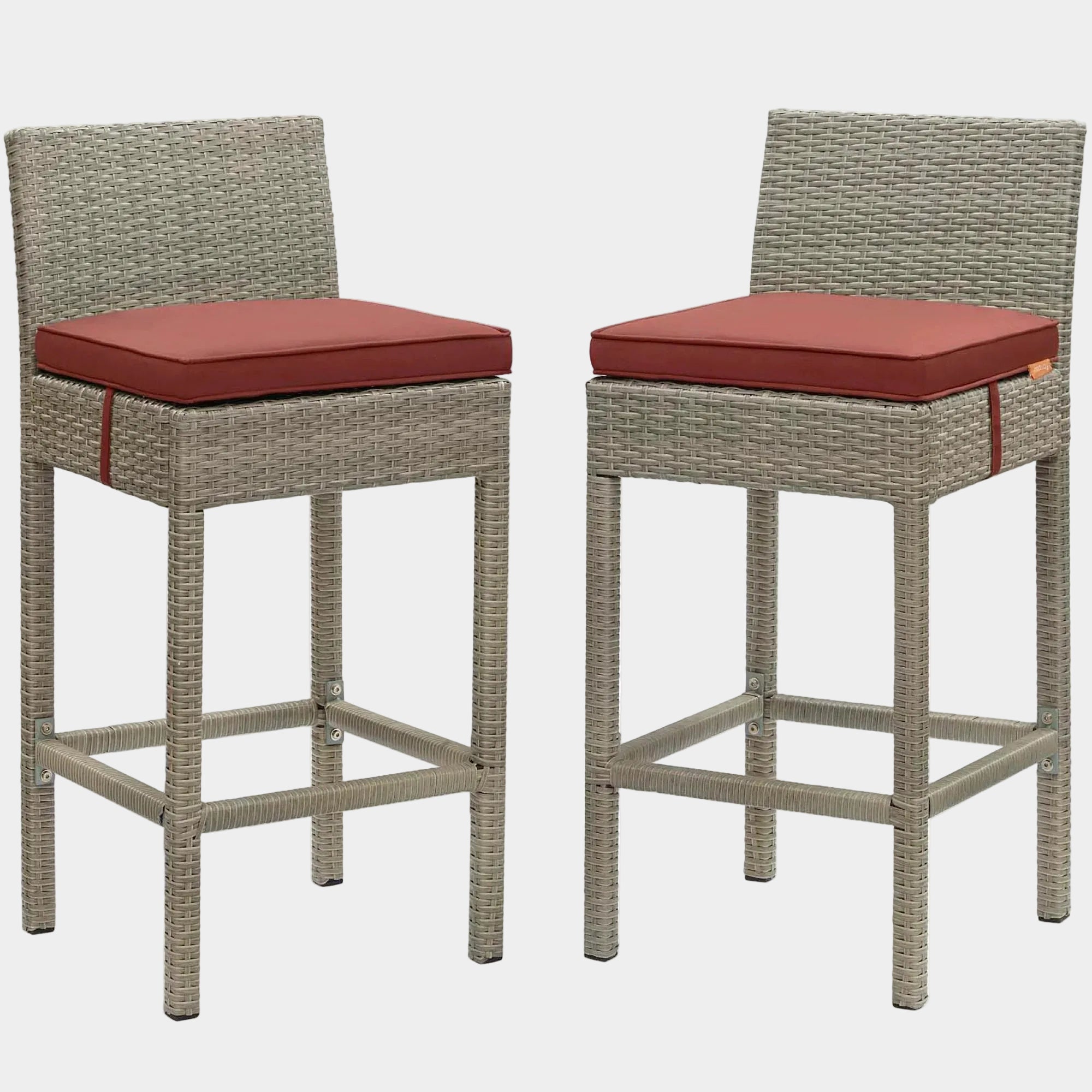 Conduit Outdoor Wicker Rattan Bar Stool Set of 2