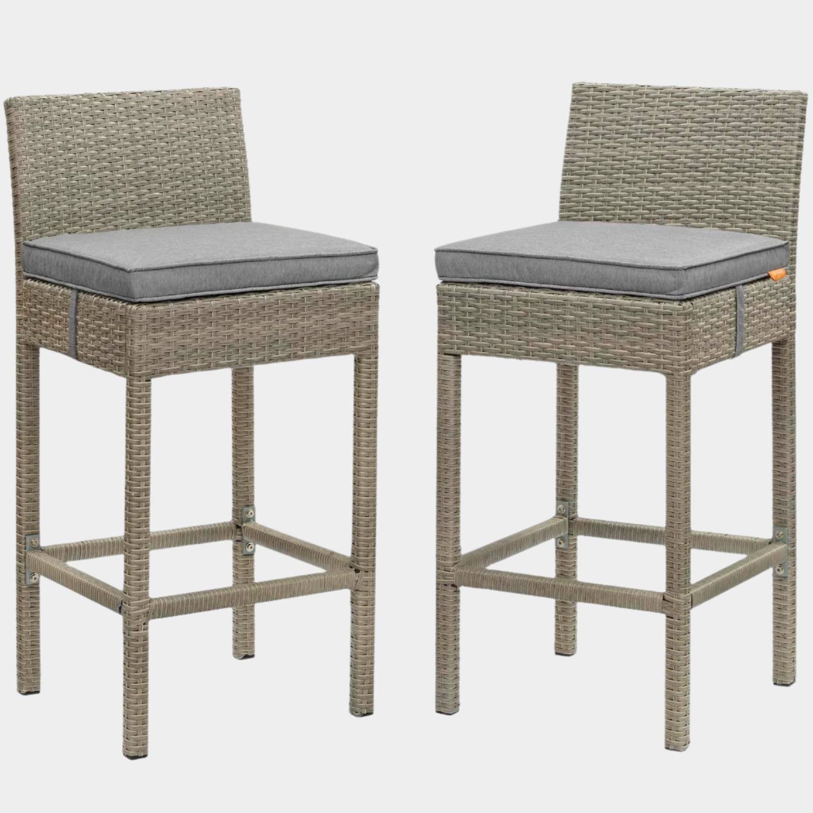 Conduit Outdoor Patio Wicker Rattan Bar Stool Set of 2