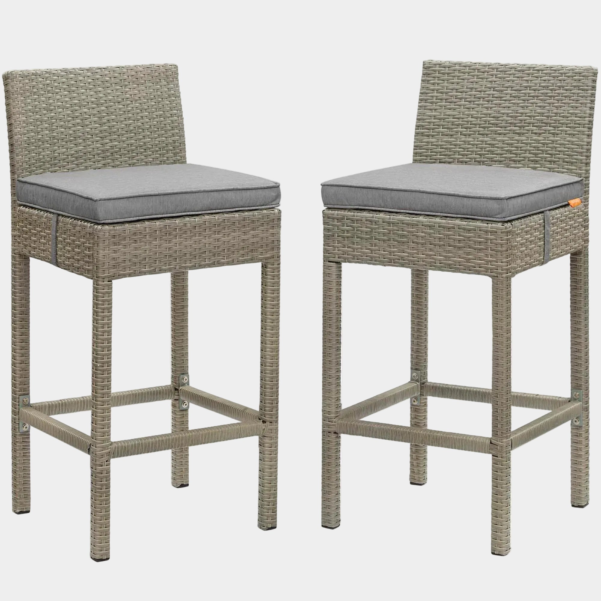 Conduit Outdoor Wicker Rattan Bar Stool Set of 2