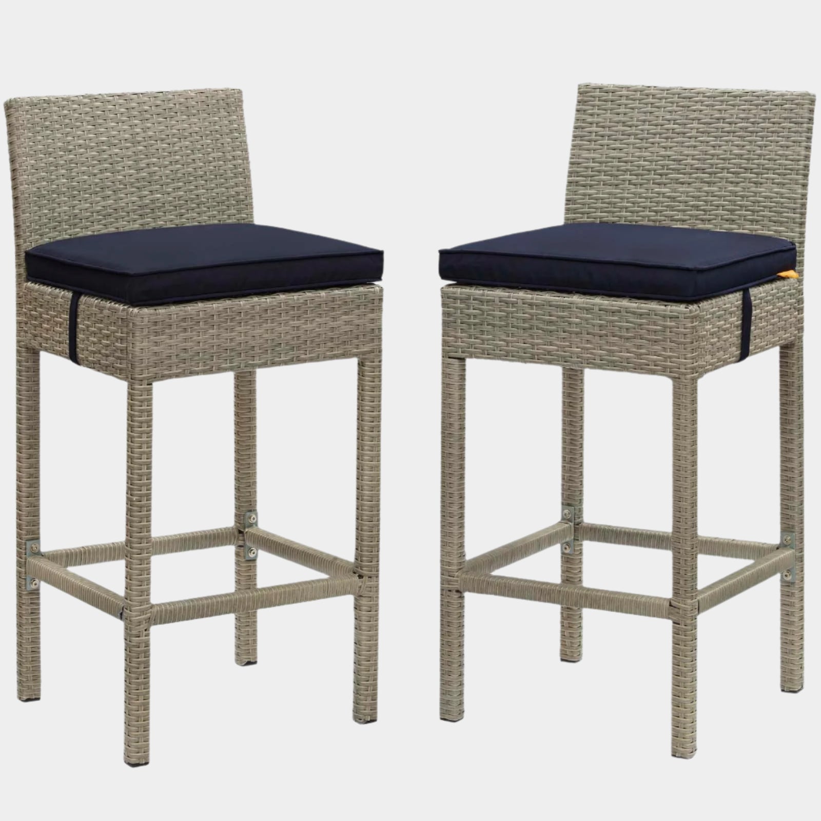 Conduit Outdoor Patio Wicker Rattan Bar Stool Set of 2