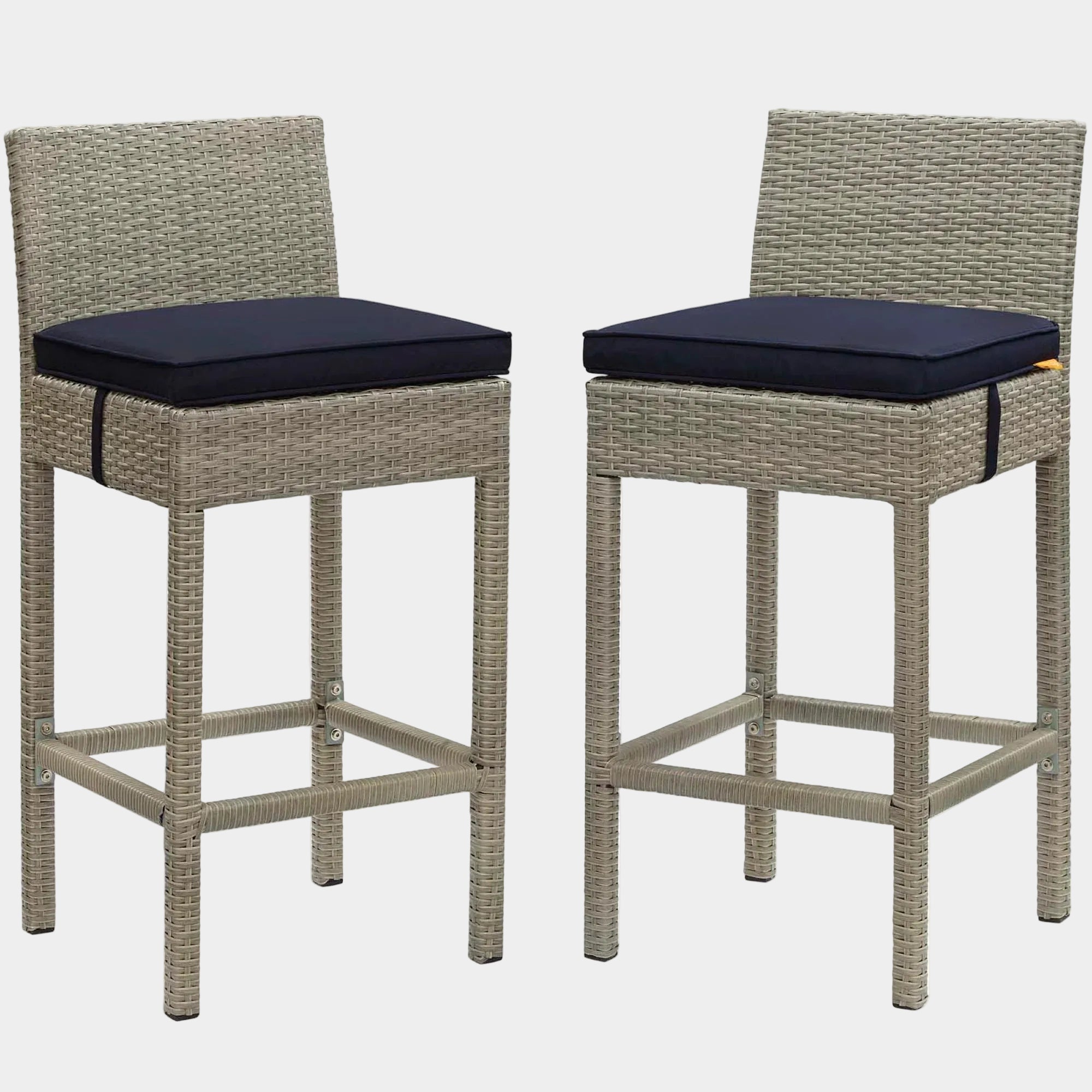 Conduit Outdoor Wicker Rattan Bar Stool Set of 2