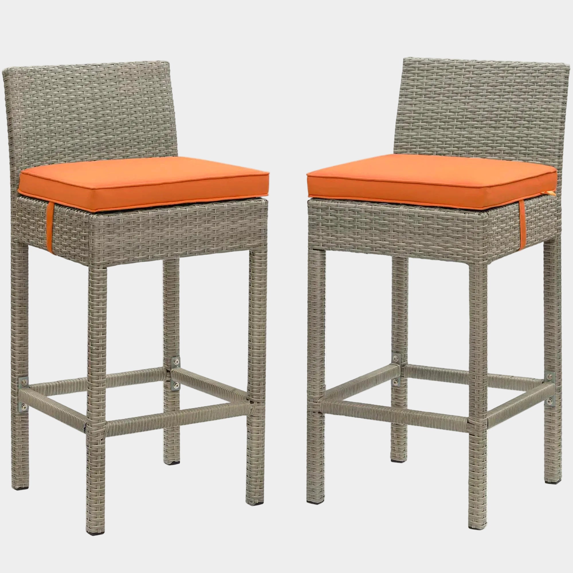 Conduit Outdoor Wicker Rattan Bar Stool Set of 2