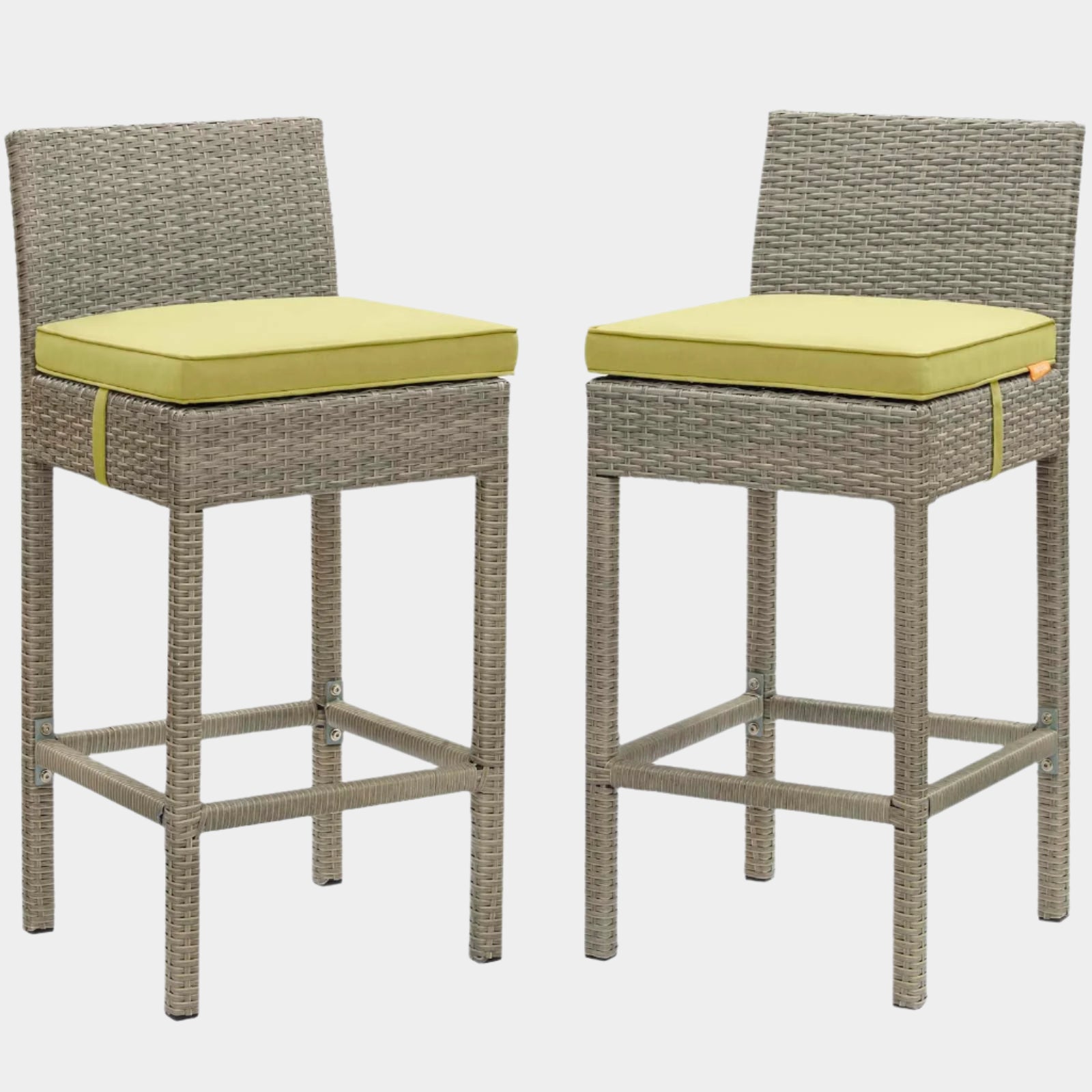 Conduit Outdoor Patio Wicker Rattan Bar Stool Set of 2