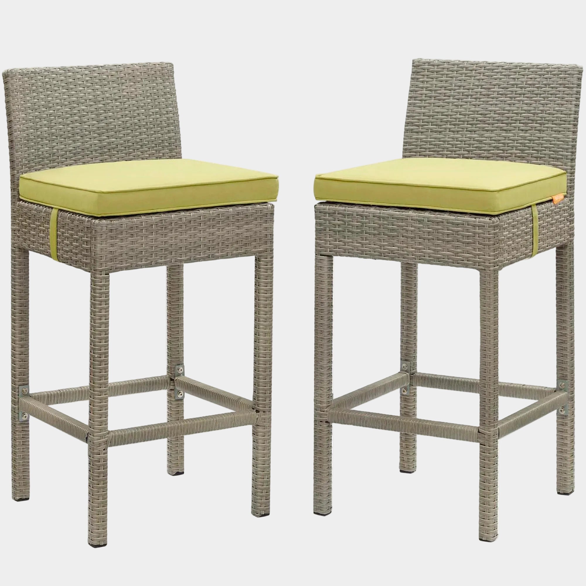 Conduit Outdoor Wicker Rattan Bar Stool Set of 2