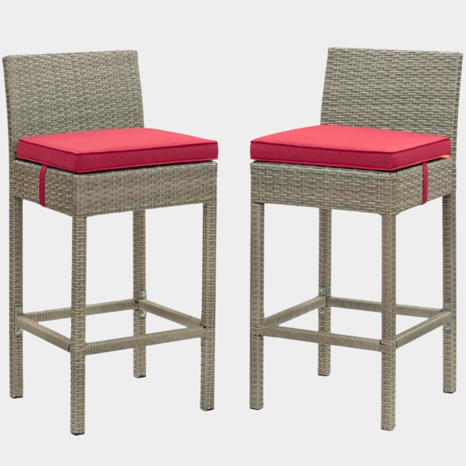 Conduit Outdoor Patio Wicker Rattan Bar Stool Set of 2