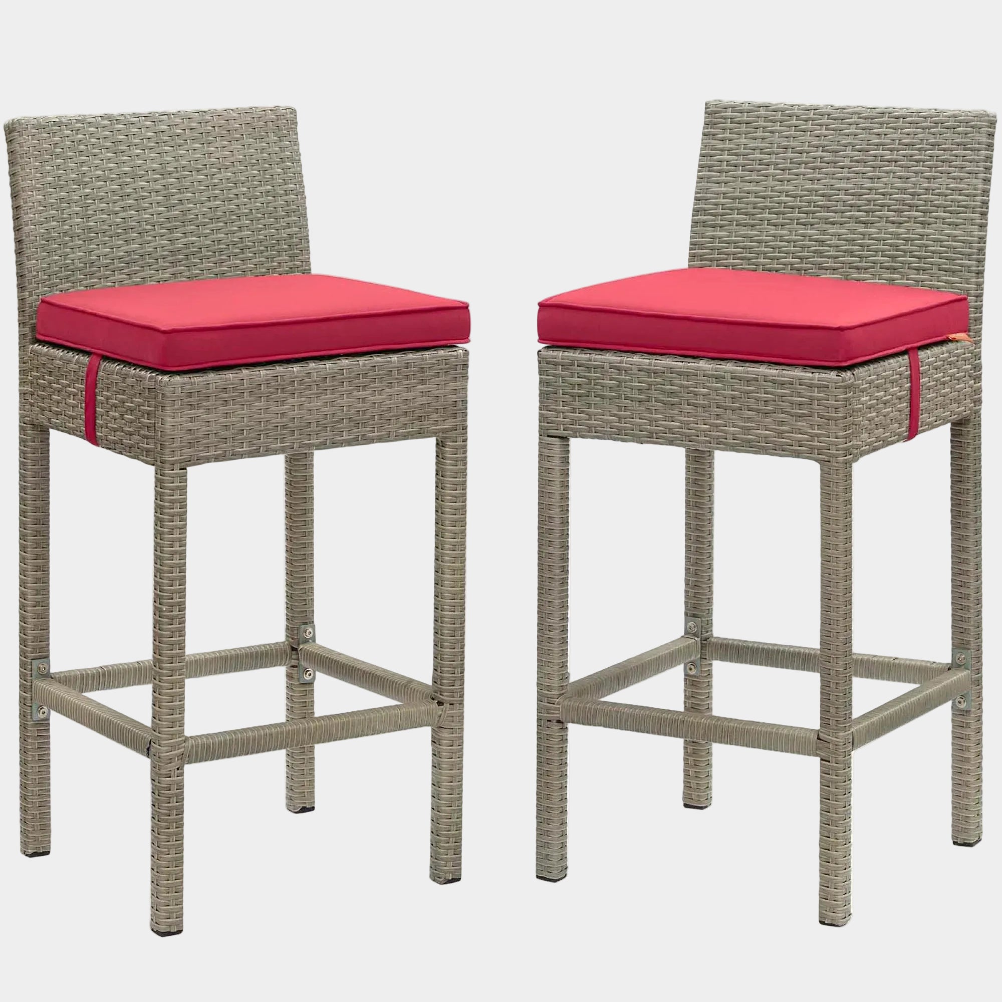 Conduit Outdoor Wicker Rattan Bar Stool Set of 2