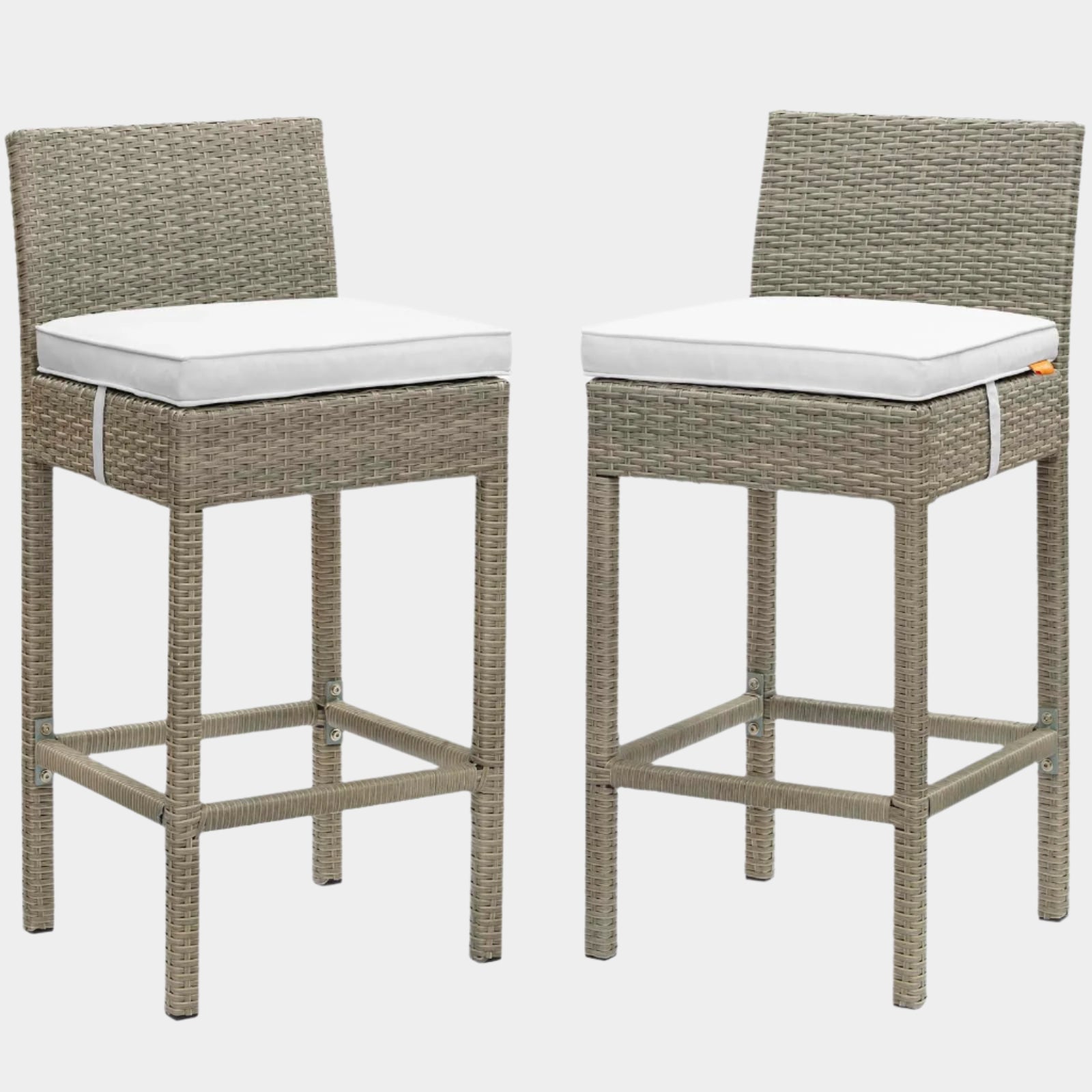 Conduit Outdoor Patio Wicker Rattan Bar Stool Set of 2