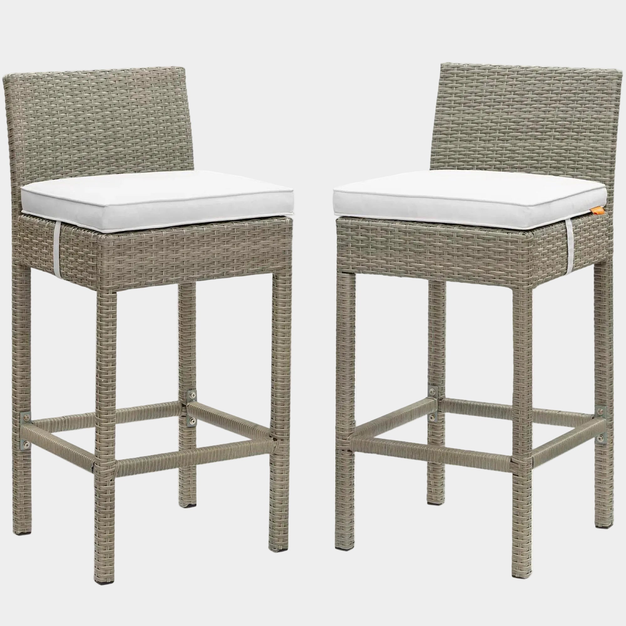 Conduit Outdoor Wicker Rattan Bar Stool Set of 2
