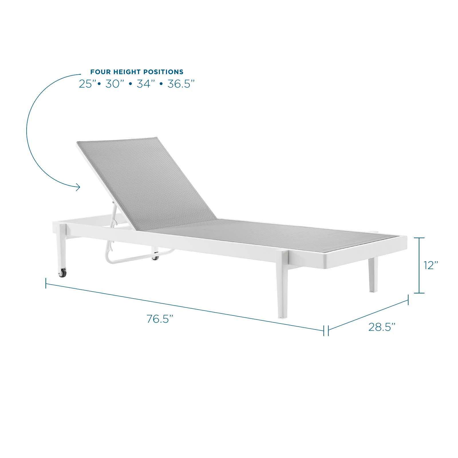 Charleston Outdoor Patio Chaise Lounge Chair in White Gray