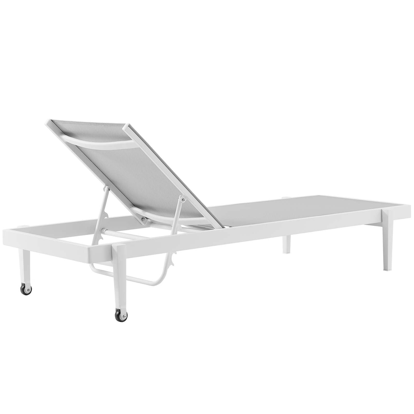 Charleston Outdoor Patio Chaise Lounge Chair in White Gray