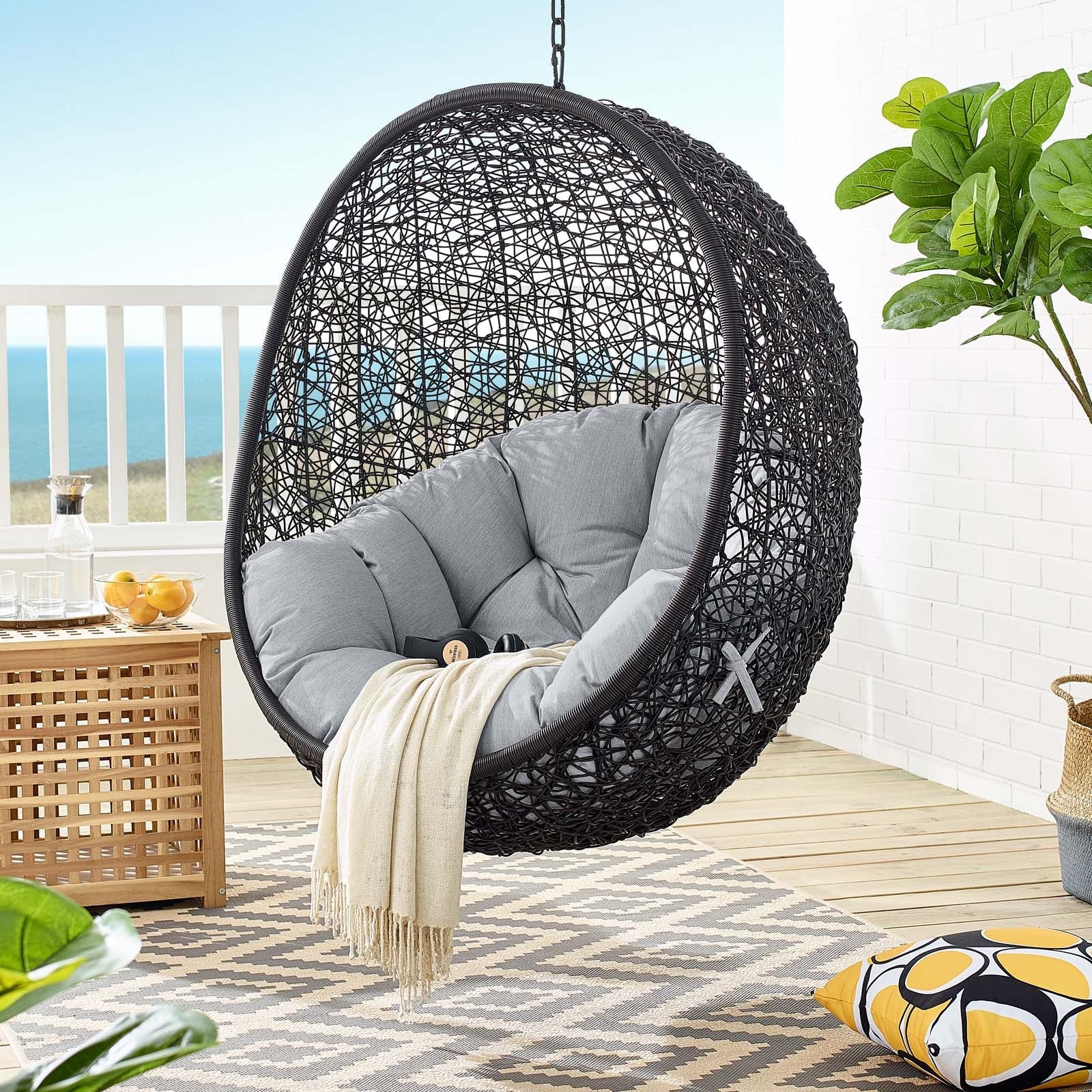 Encase Sunbrella® Fabric Swing Outdoor Patio Lounge Chair Without Stand