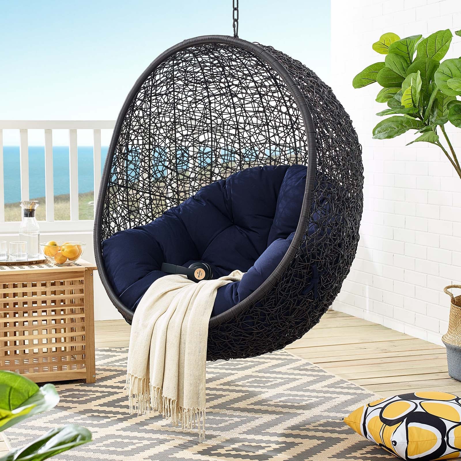 Encase Sunbrella® Fabric Swing Outdoor Patio Lounge Chair Without Stand