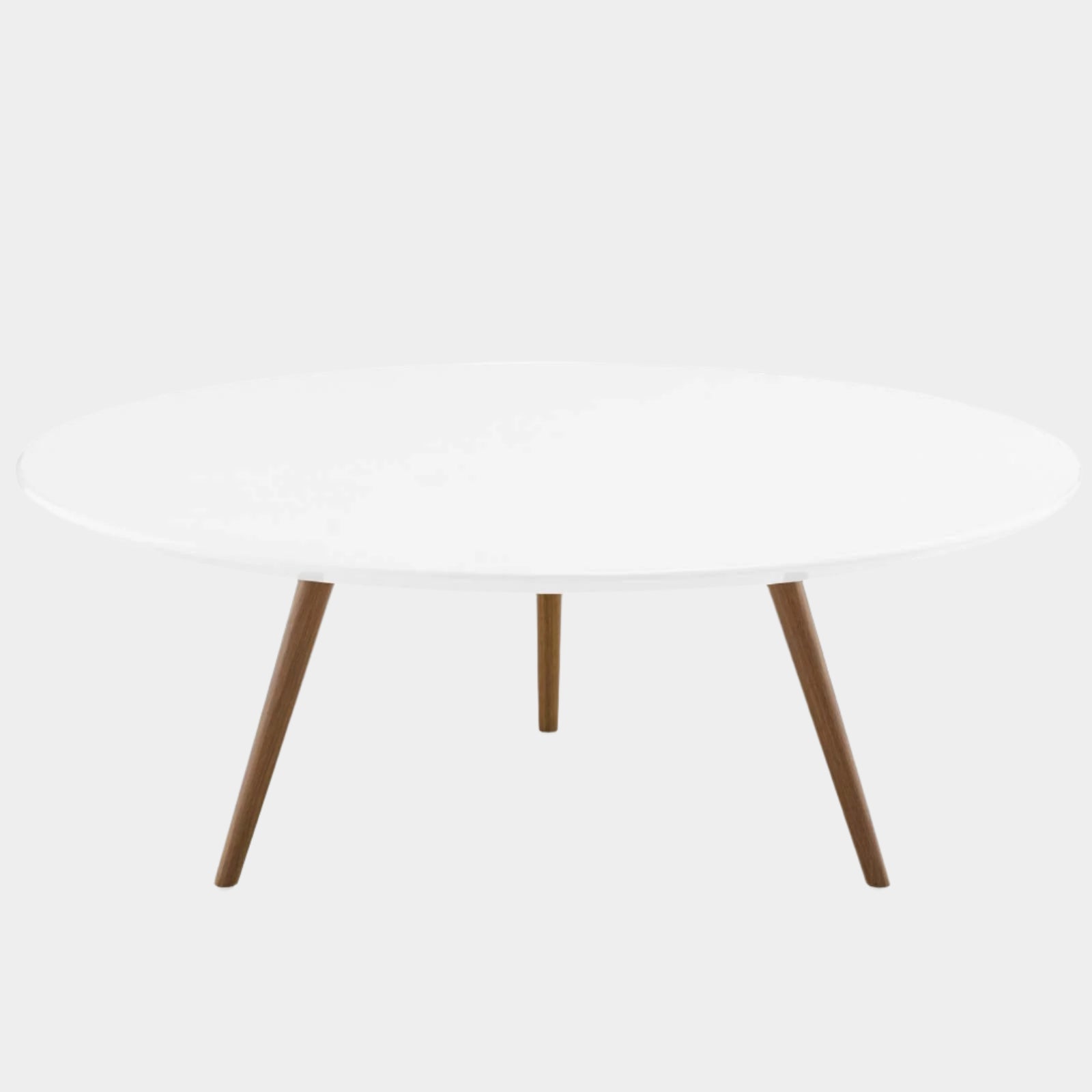 Round Wood Coffee Table with Tripod Base