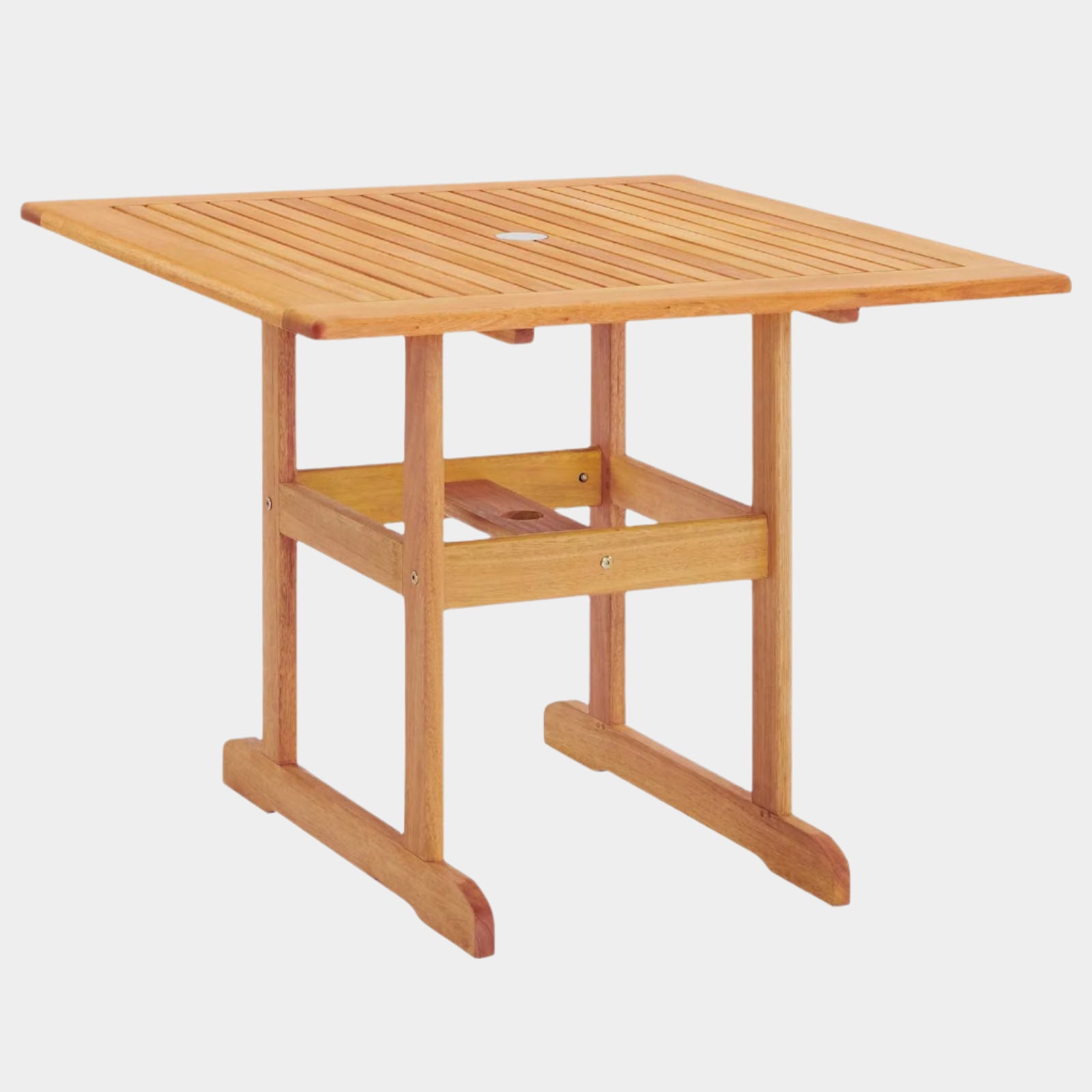 Table à manger carrée en bois d'eucalyptus pour patio extérieur Hatteras de 36 po de couleur naturelle 