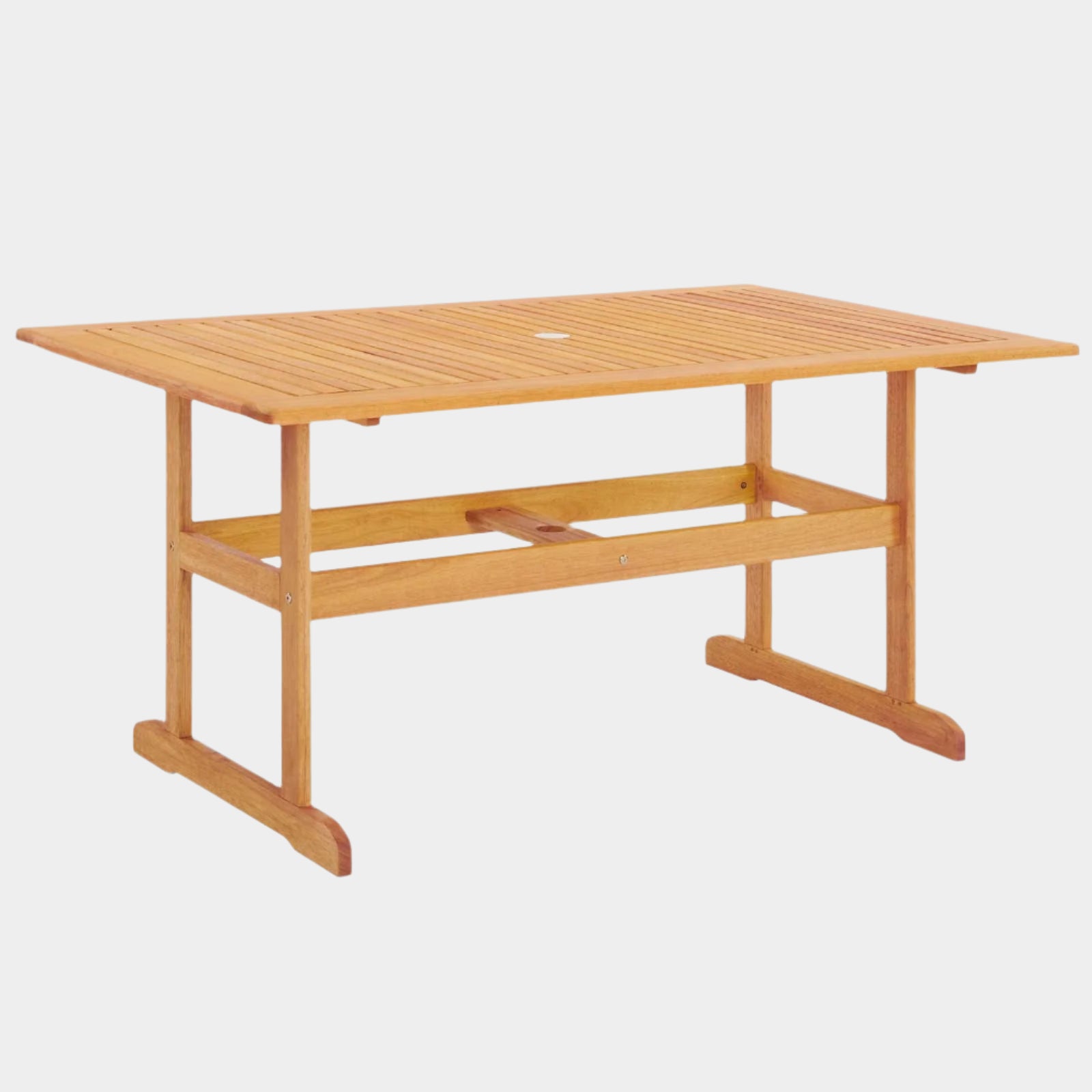 Table à manger rectangulaire en bois d'eucalyptus pour patio extérieur Hatteras de 59 po de couleur naturelle 