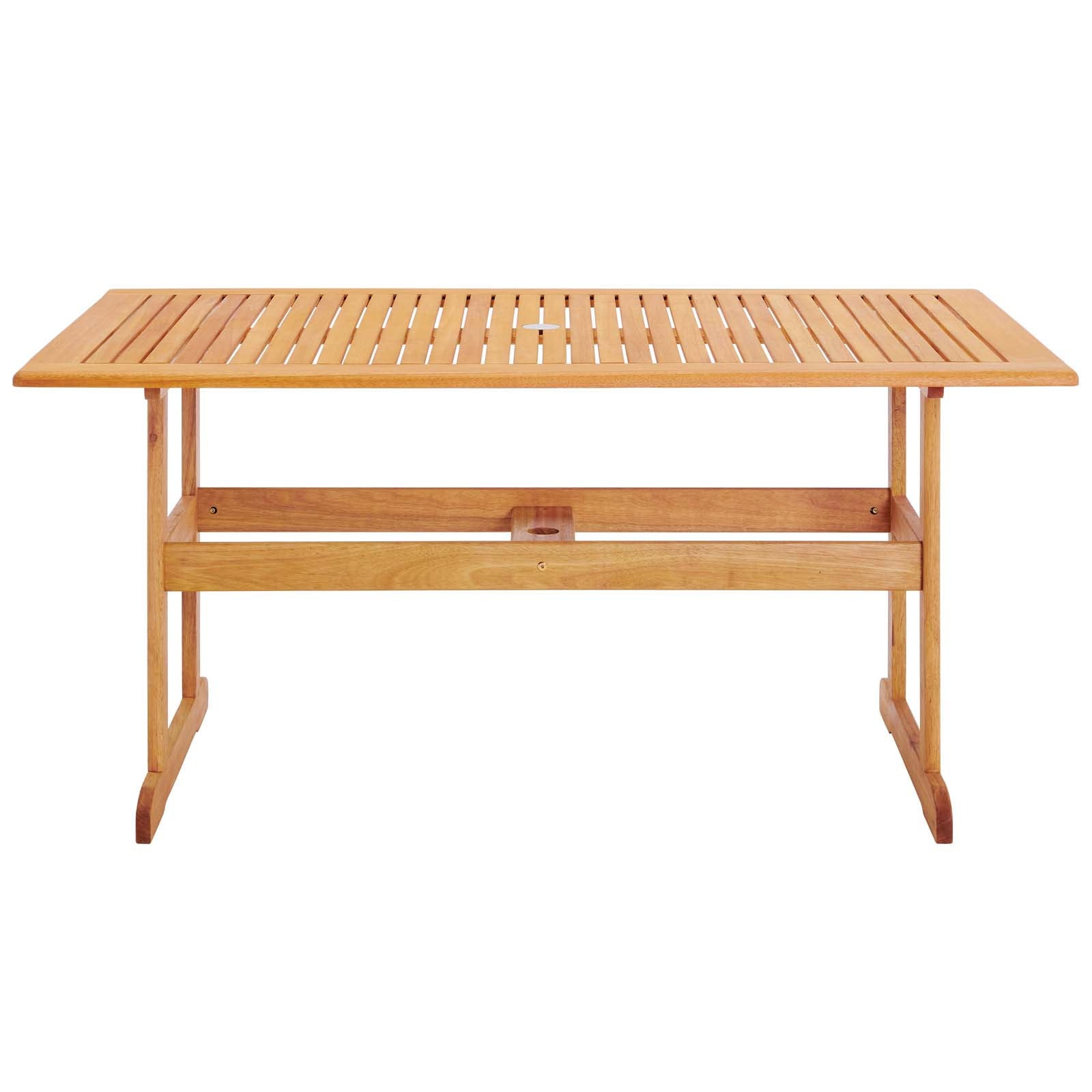 Table à manger rectangulaire en bois d'eucalyptus pour patio extérieur Hatteras de 59 po de couleur naturelle 