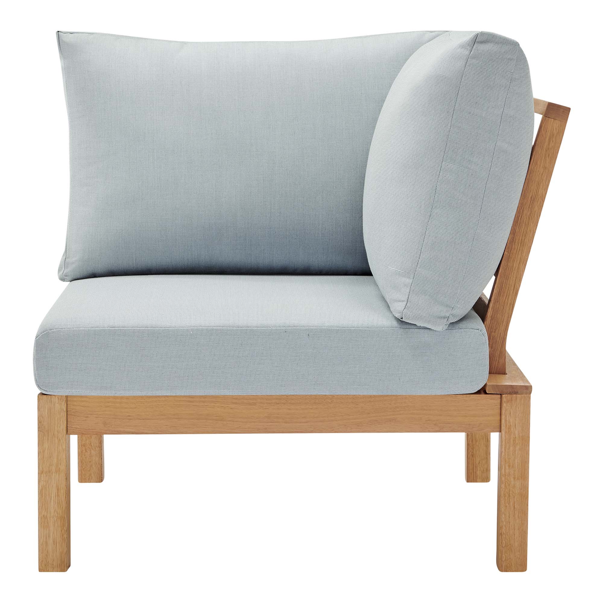 Freeport Karri Wood Sectional Sofa Outdoor Patio Corner Chair in Natural Light Blue