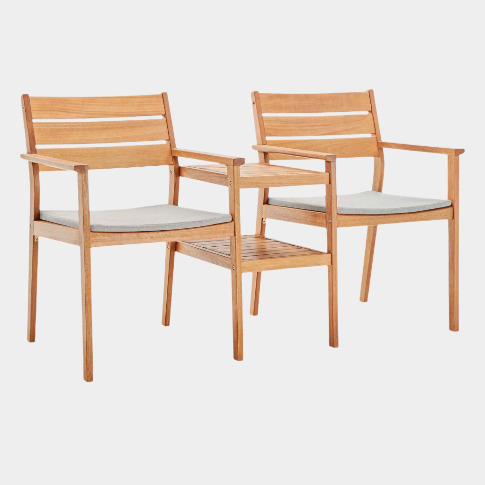 Viewscape Outdoor Patio Ash Wood Jack and Jill Chair Set