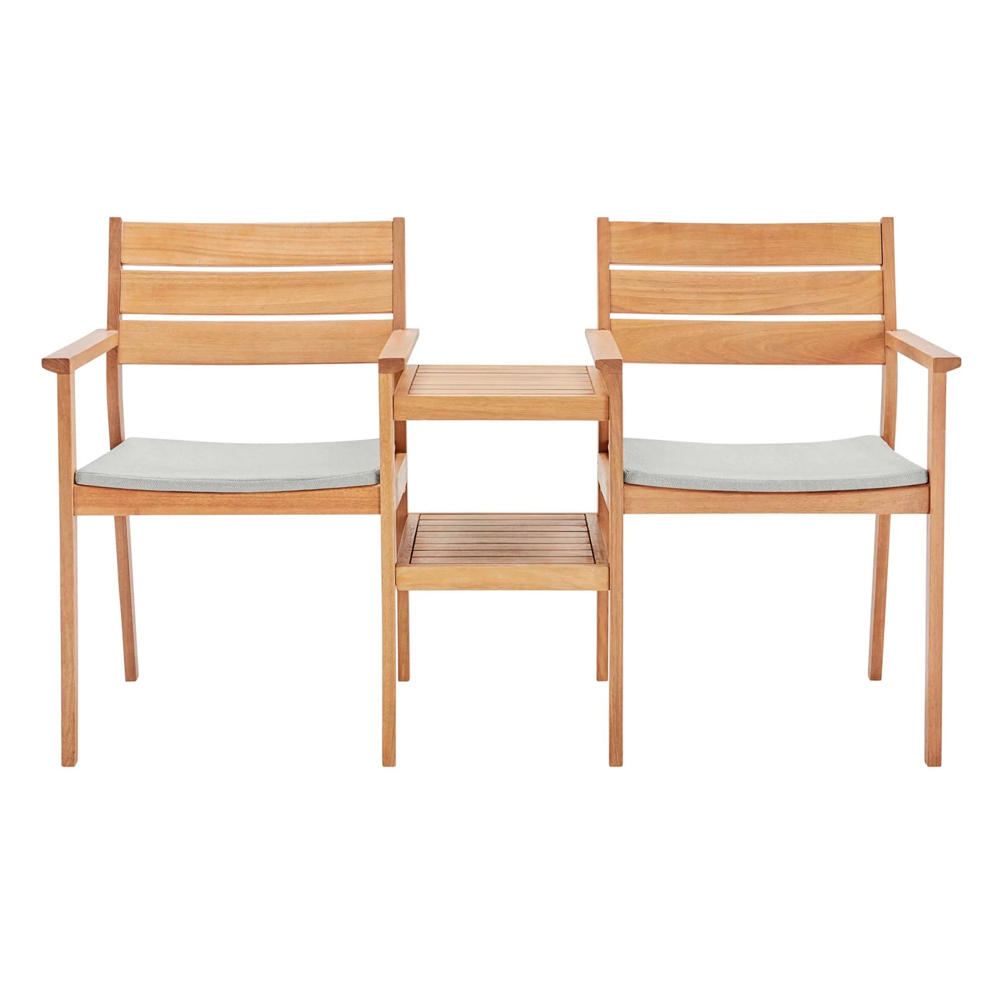Viewscape Outdoor Patio Ash Wood Jack and Jill Chair Set in Natural Taupe
