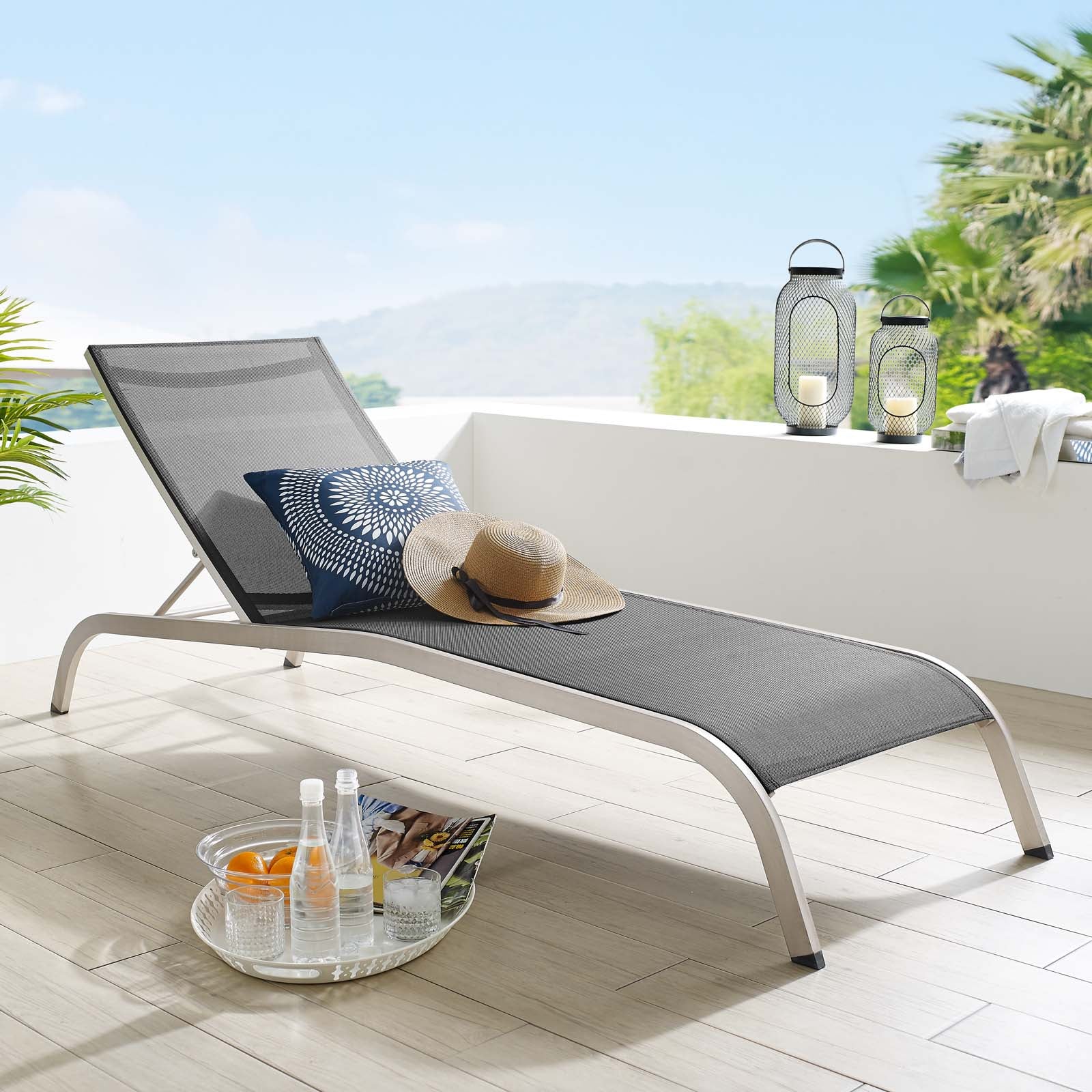 Savannah Mesh Chaise Outdoor Patio Aluminum Lounge Chair