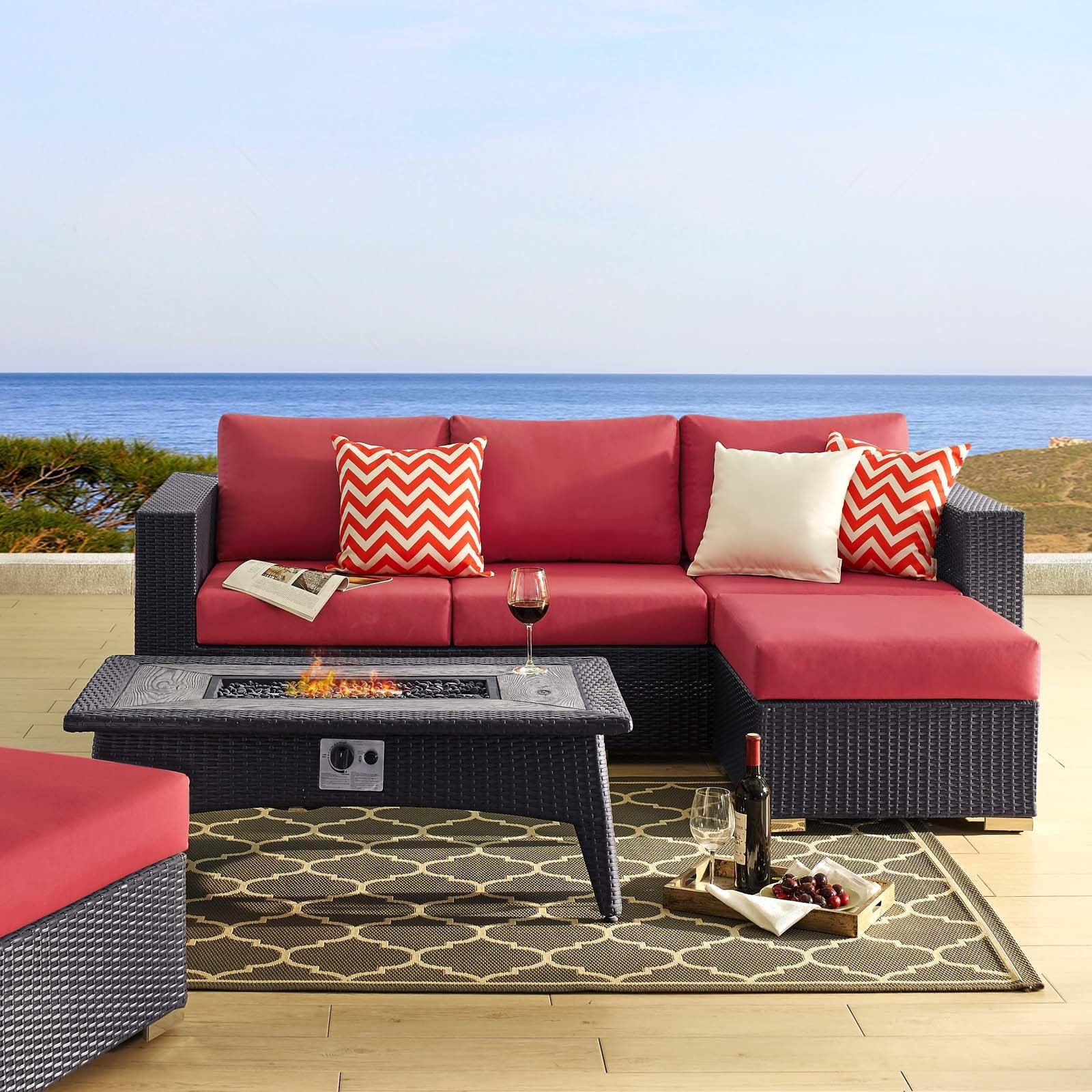 Convene 3 Piece Set Outdoor Patio with Fire Pit