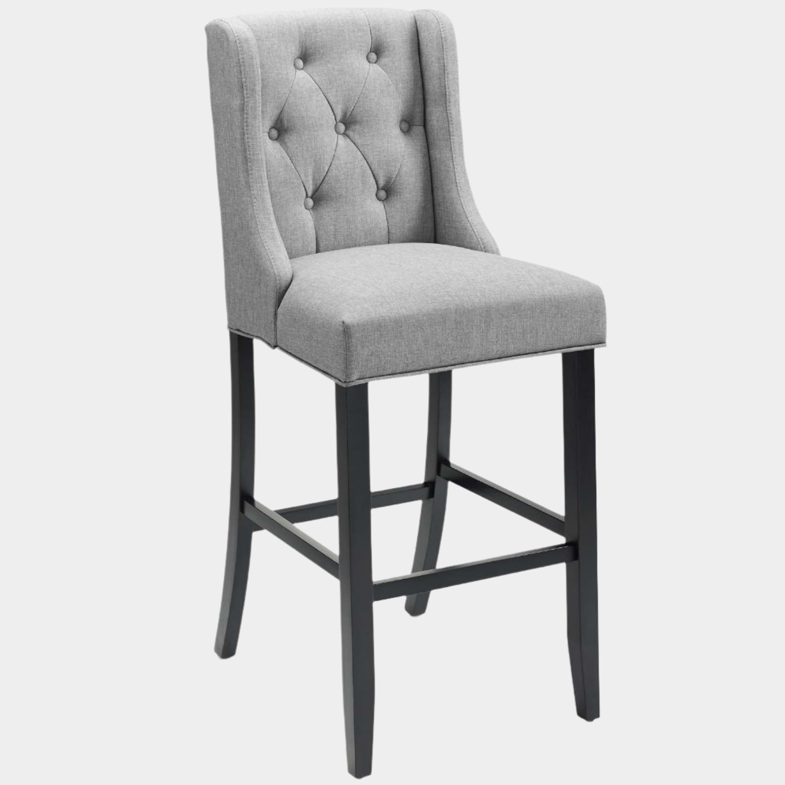 Baronet Tufted Button Upholstered Fabric Bar Stool in Light Gray