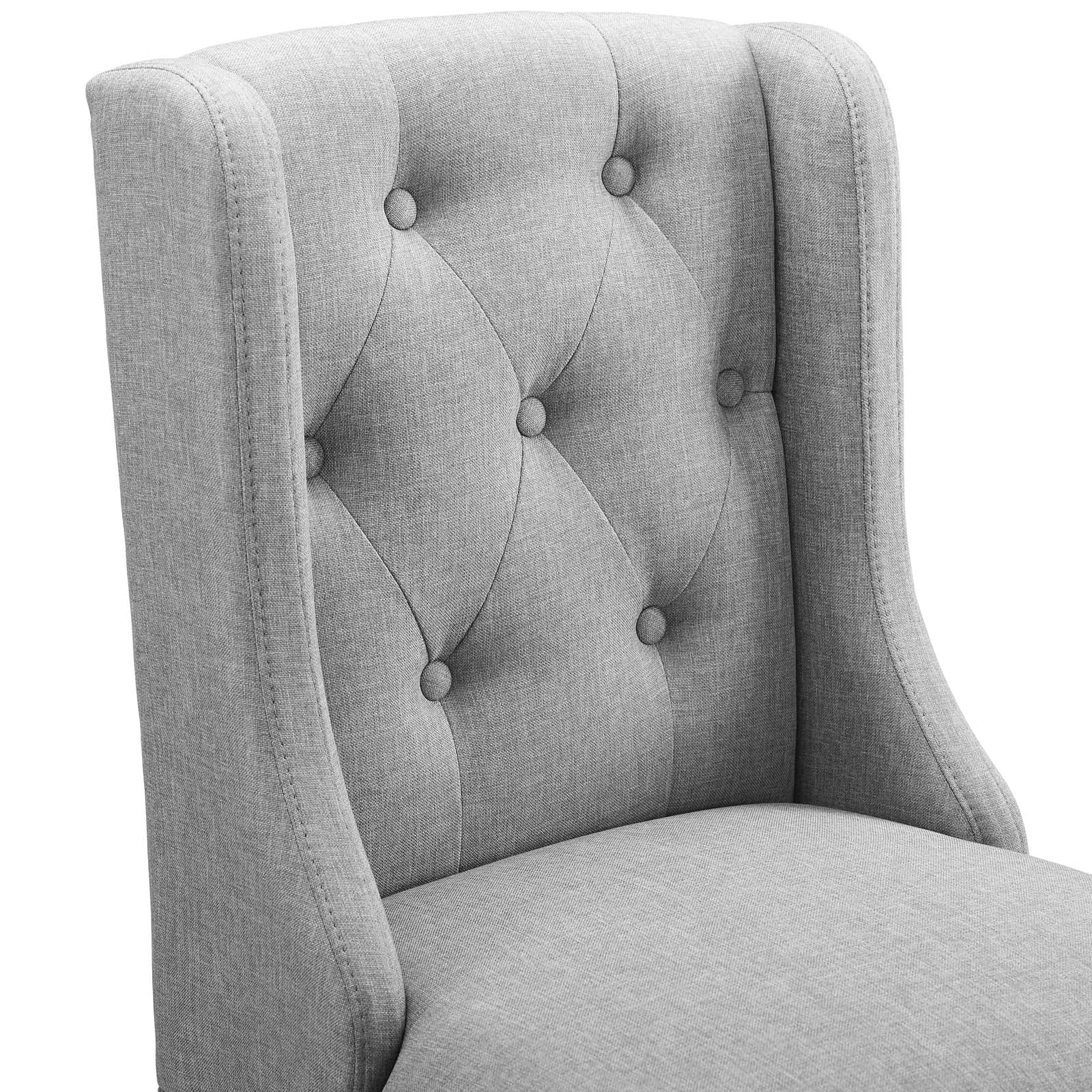 Baronet Tufted Button Upholstered Fabric Bar Stool in Light Gray