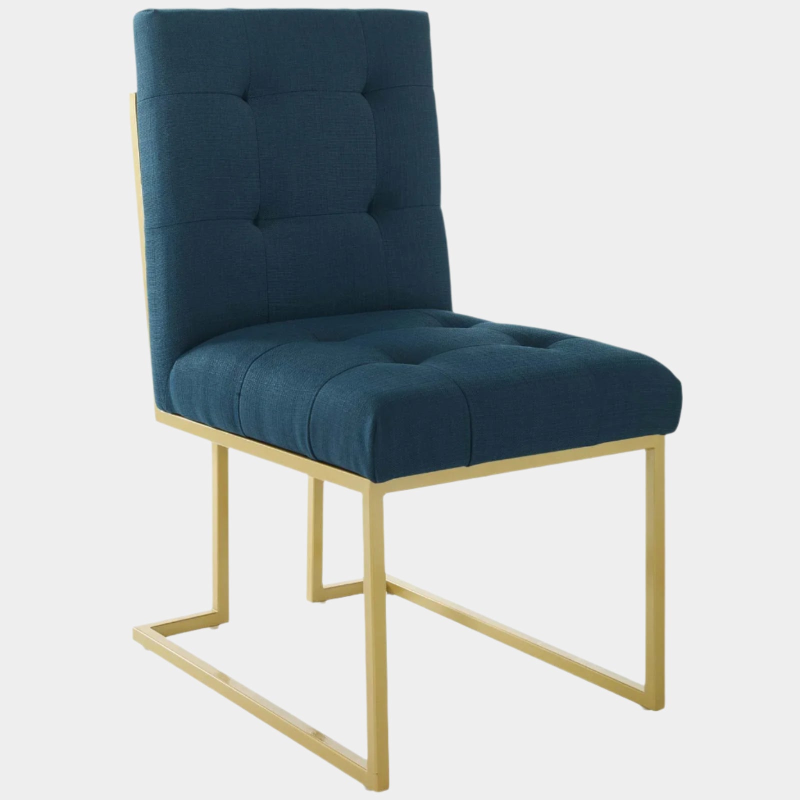 Privy Gold Stainless Steel Upholstered Fabric Dining Accent Chair