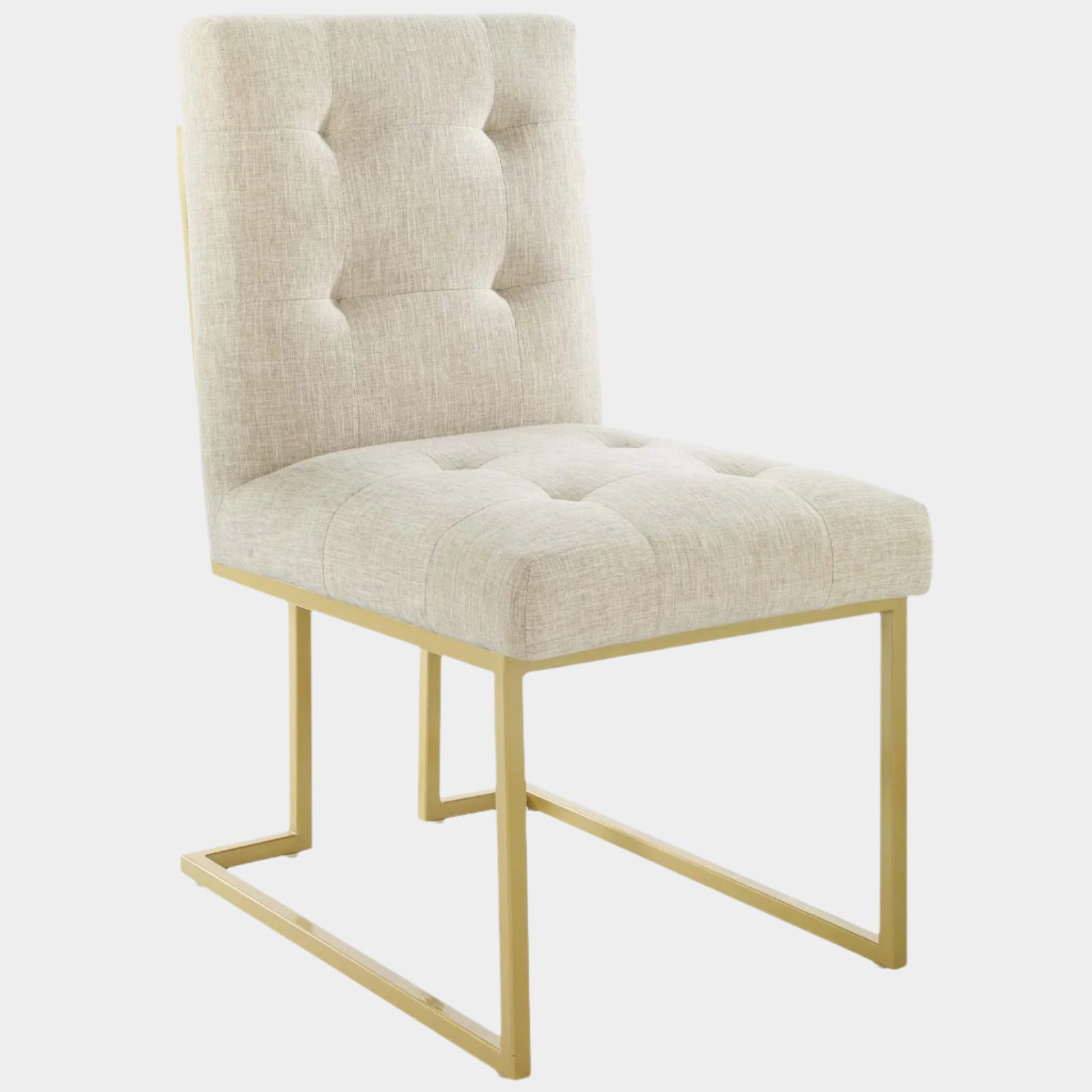 Privy Gold Stainless Steel Upholstered Fabric Dining Accent Chair