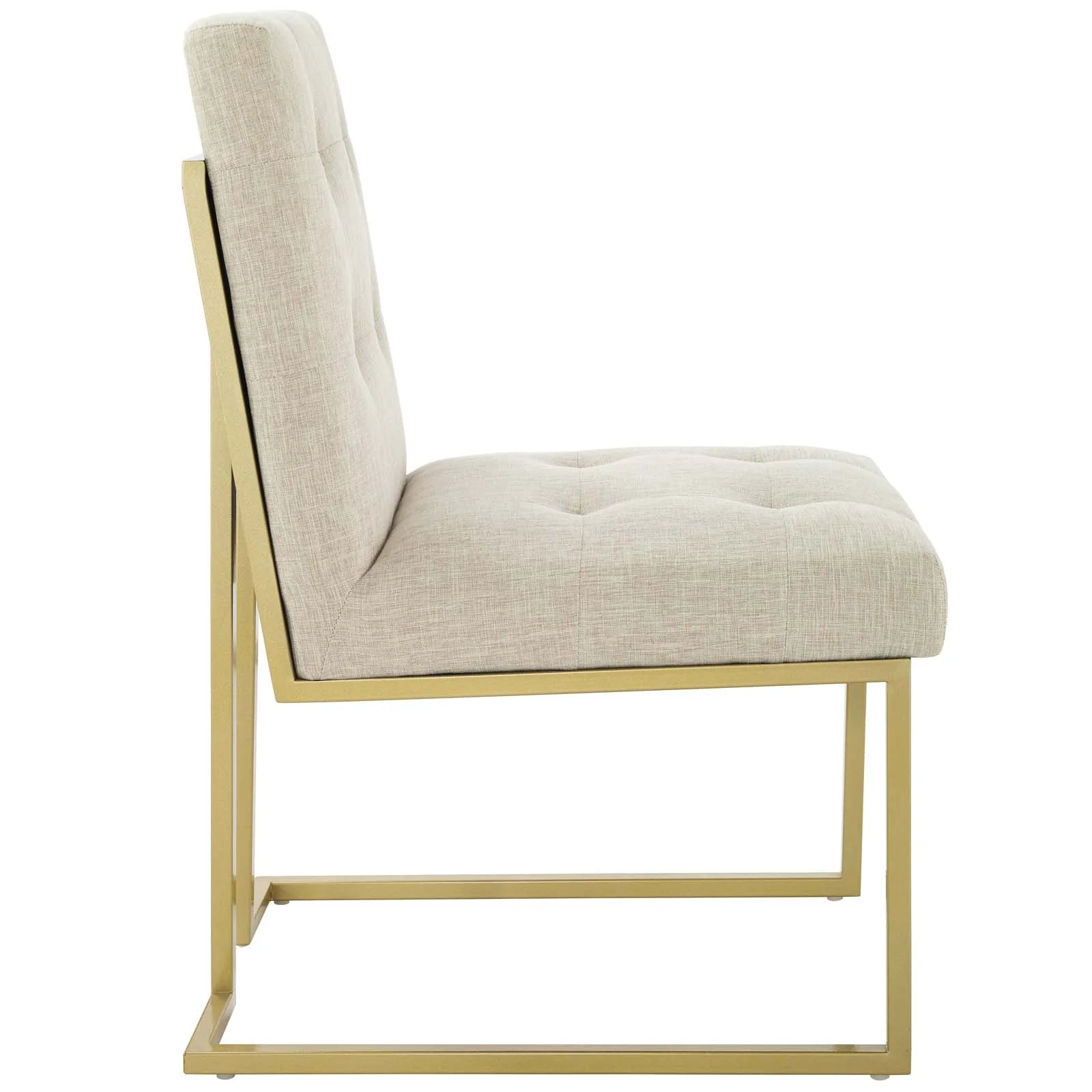 Privy Gold Stainless Steel Upholstered Fabric Dining Accent Chair