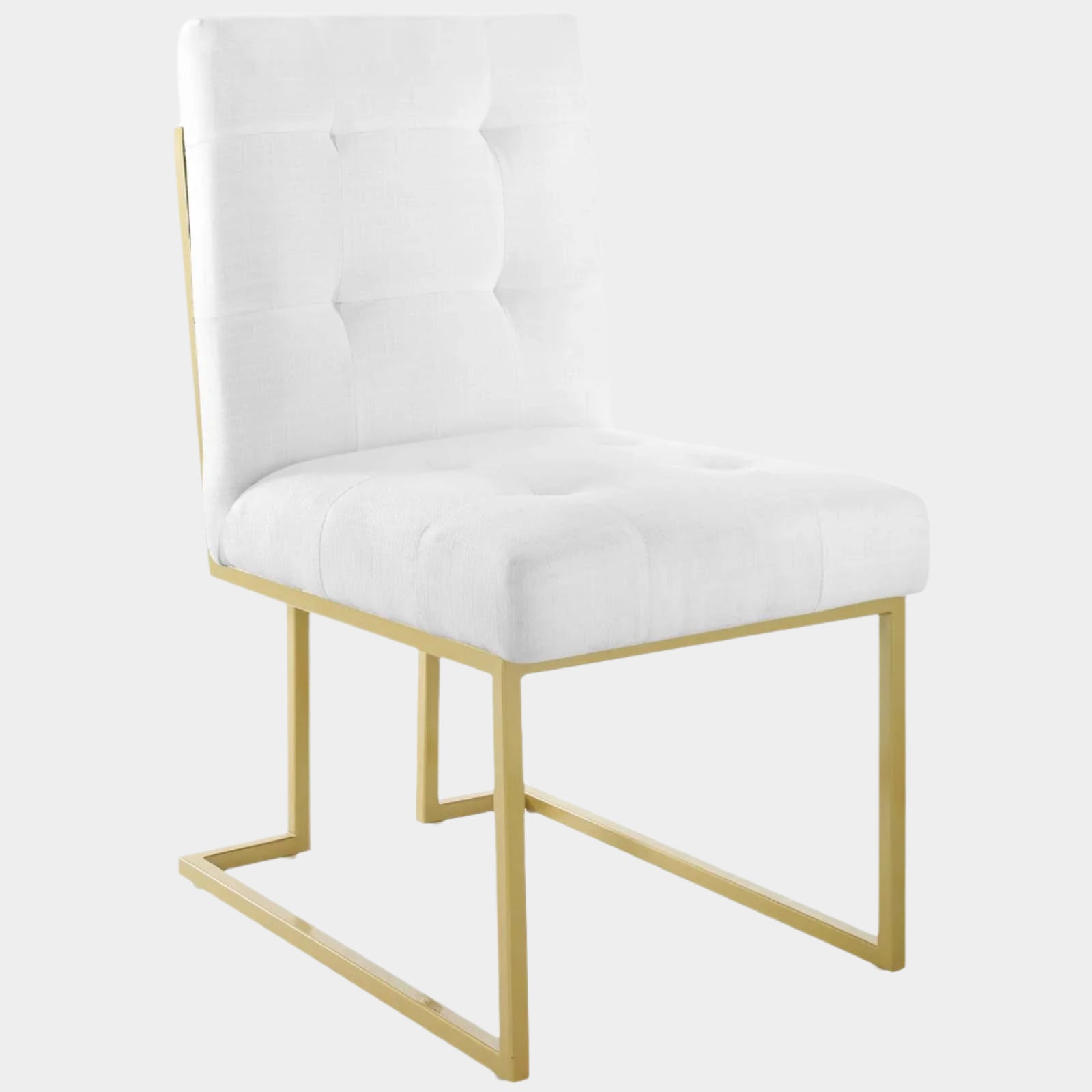 Privy Gold Stainless Steel Upholstered Fabric Dining Accent Chair