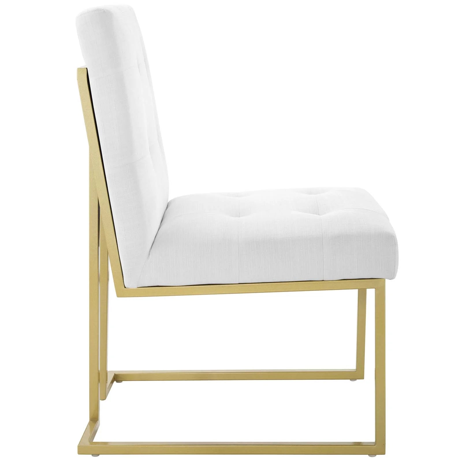 Privy Gold Stainless Steel Upholstered Fabric Dining Accent Chair