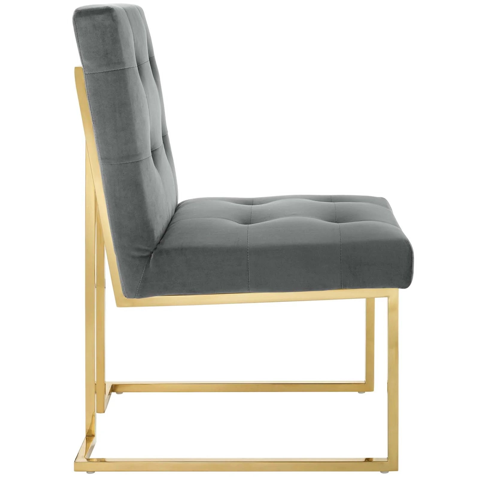 Privy Gold Stainless Steel Performance Velvet Dining Chair