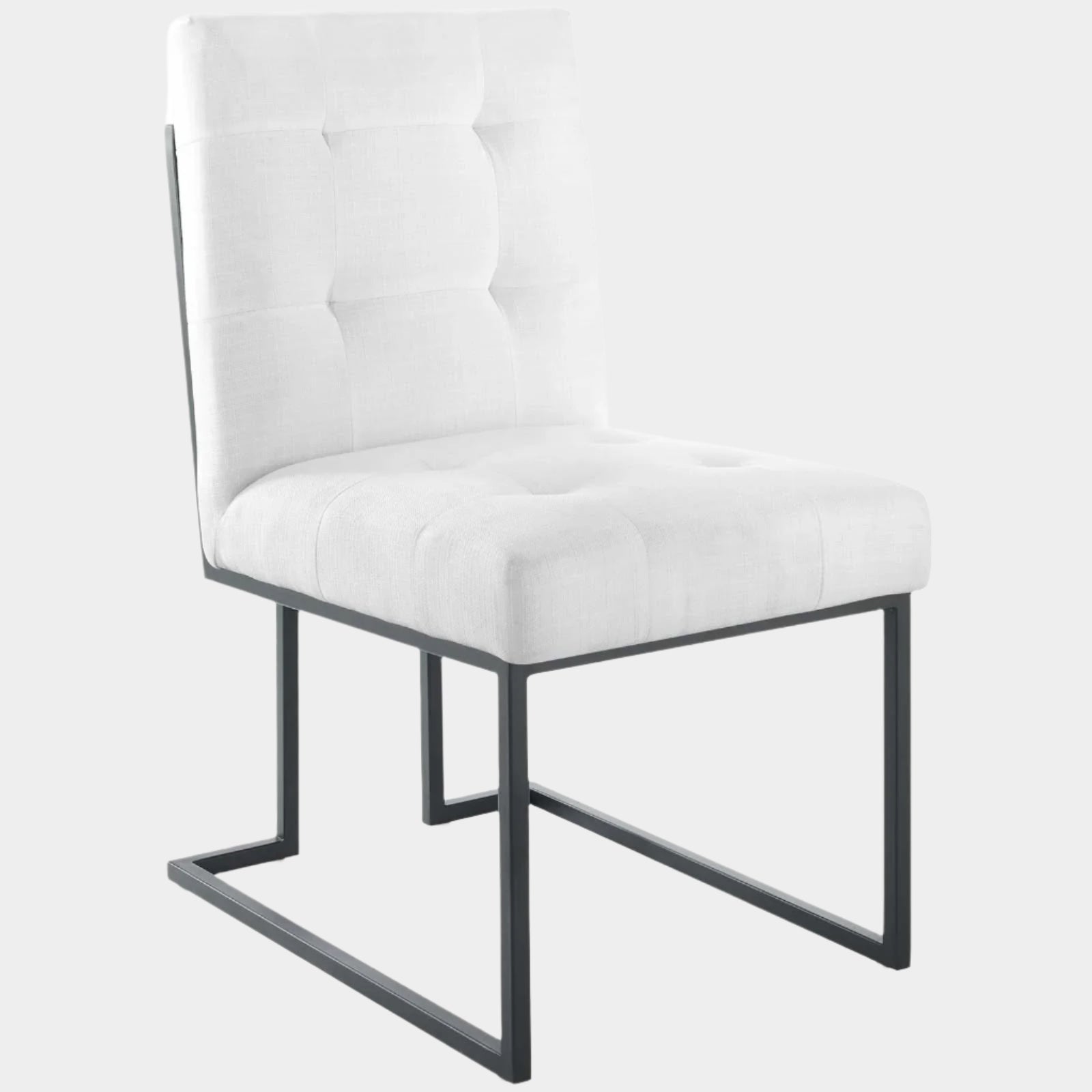 Privy Black Stainless Steel Upholstered Fabric Dining Chair