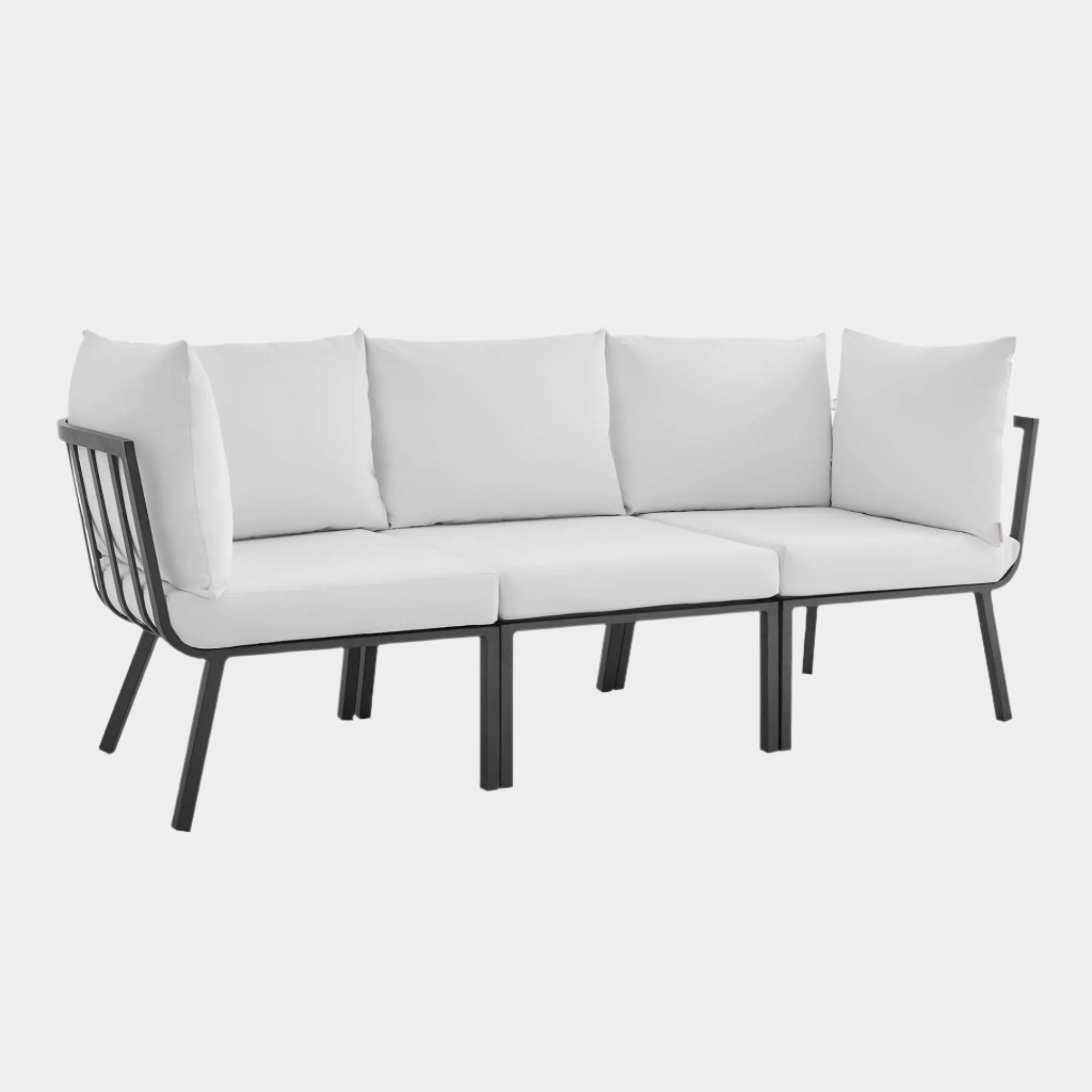 Riverside 3 Piece Outdoor Patio Aluminum Sectional Sofa Set