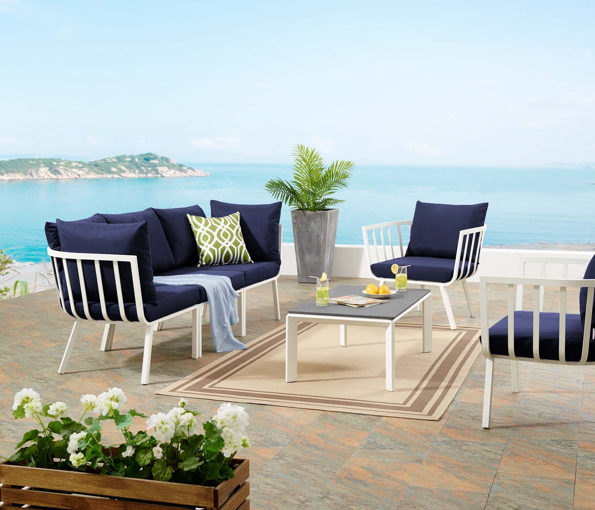 Riverside 5 Piece Outdoor Patio Aluminum Set