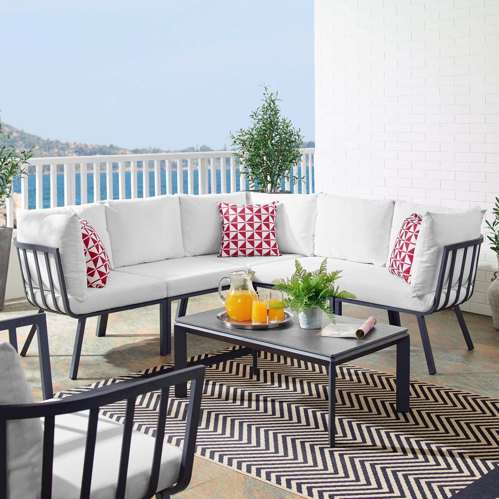 Riverside 6 Piece Outdoor Patio Aluminum Set