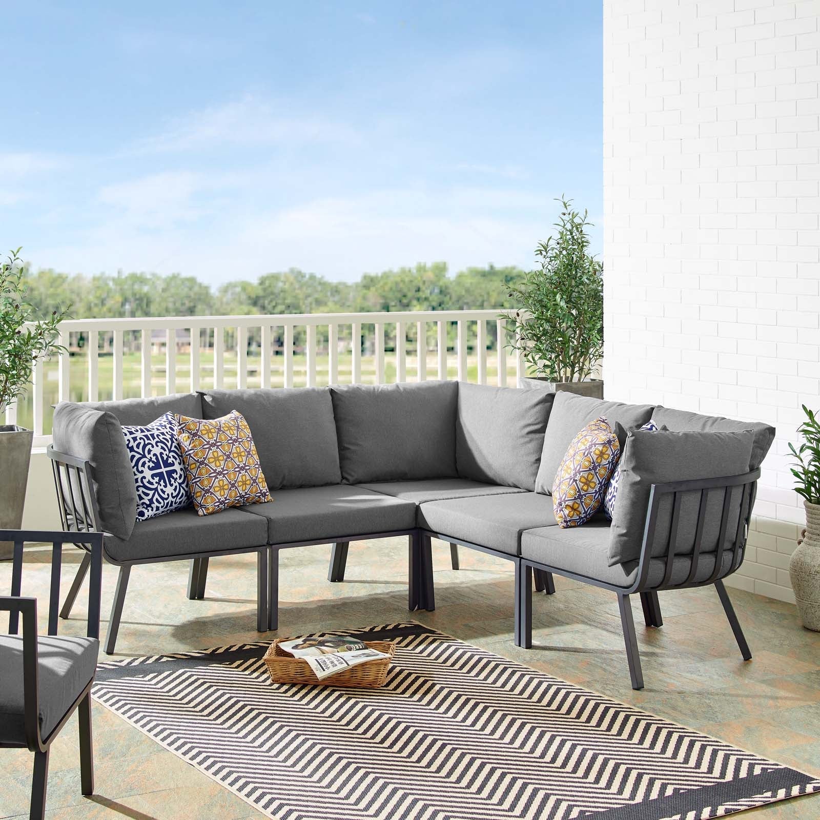 Riverside 5 Piece Outdoor Patio Aluminum Sectional